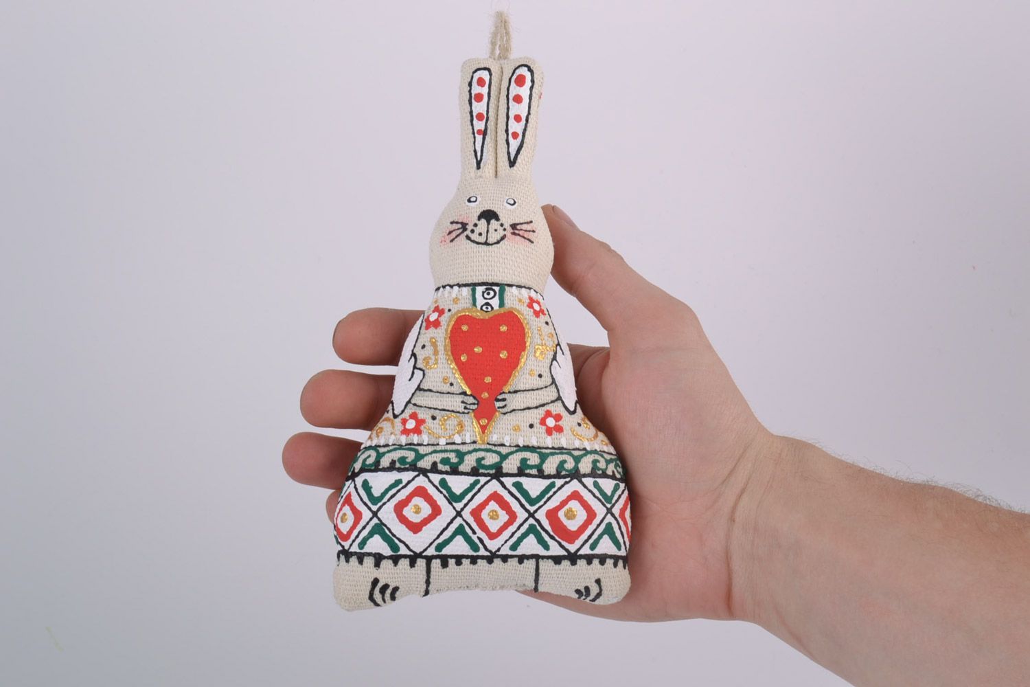 Handmade flavored textile interior pendant in the shape of hare photo 5