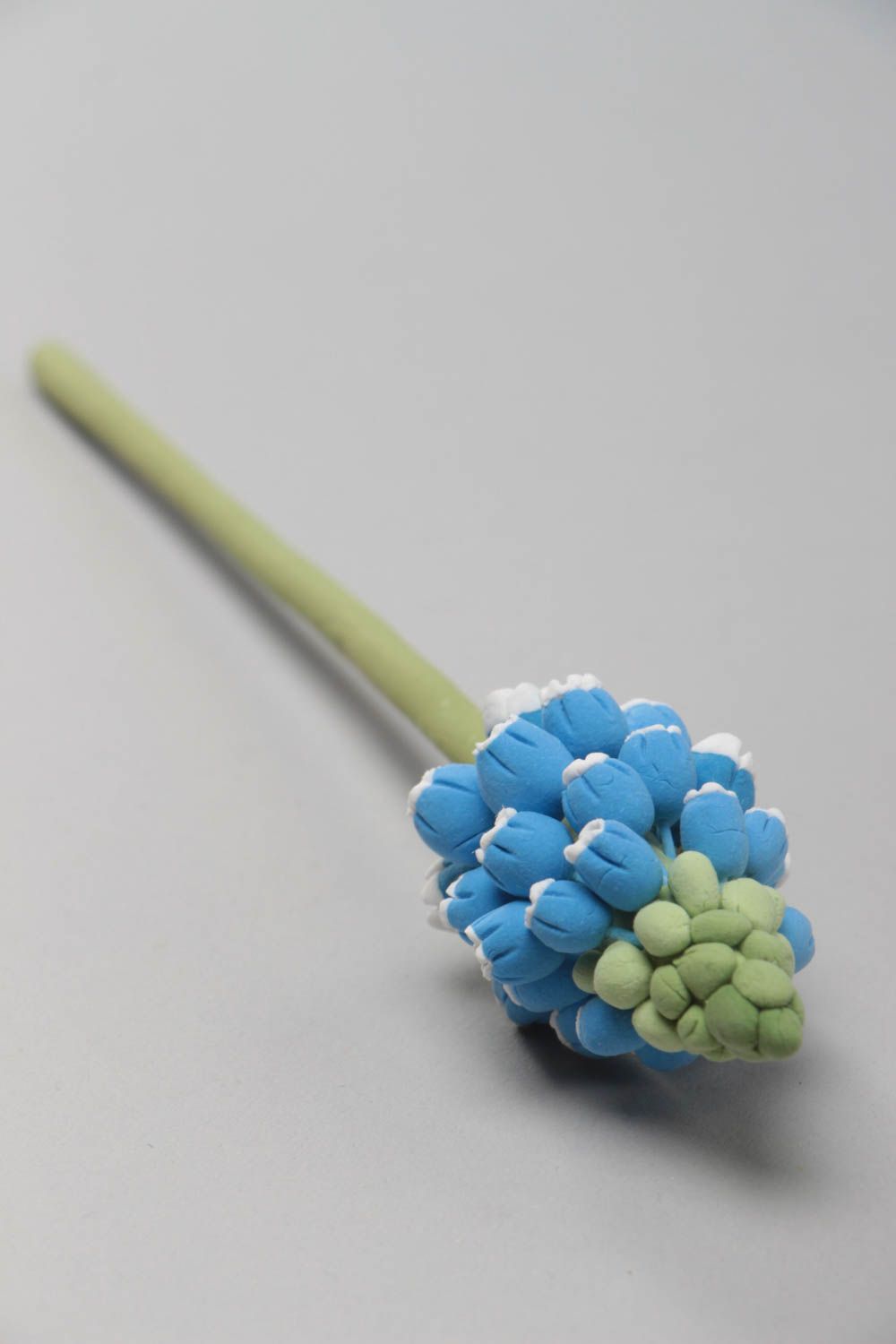 Handmade artificial Japanese polymer clay blue muscari flower for interior decor photo 2