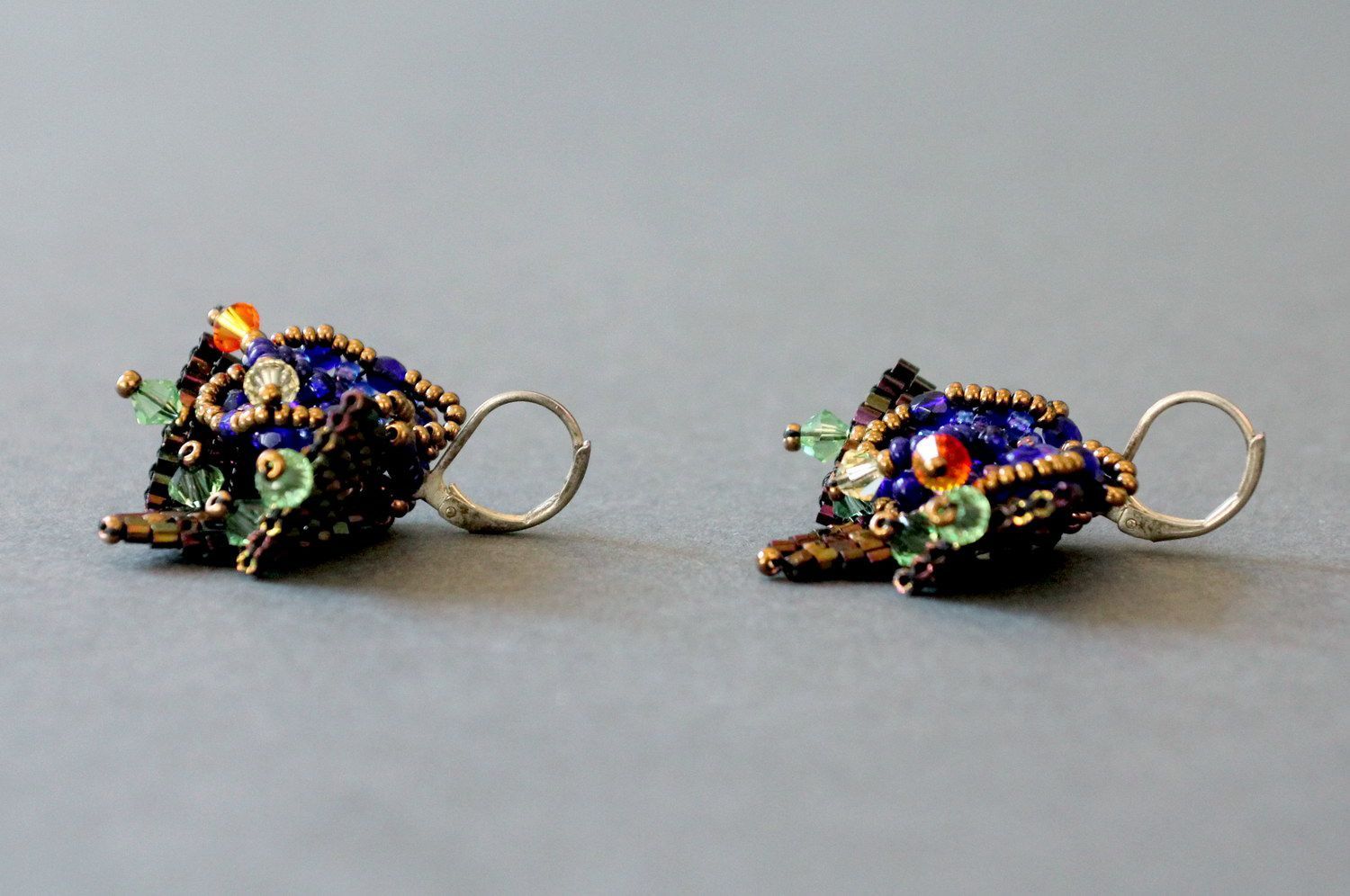 Ohrringe aus böhmischen und japanischen Glasperlen, Glas Königin Hatschepsut foto 2