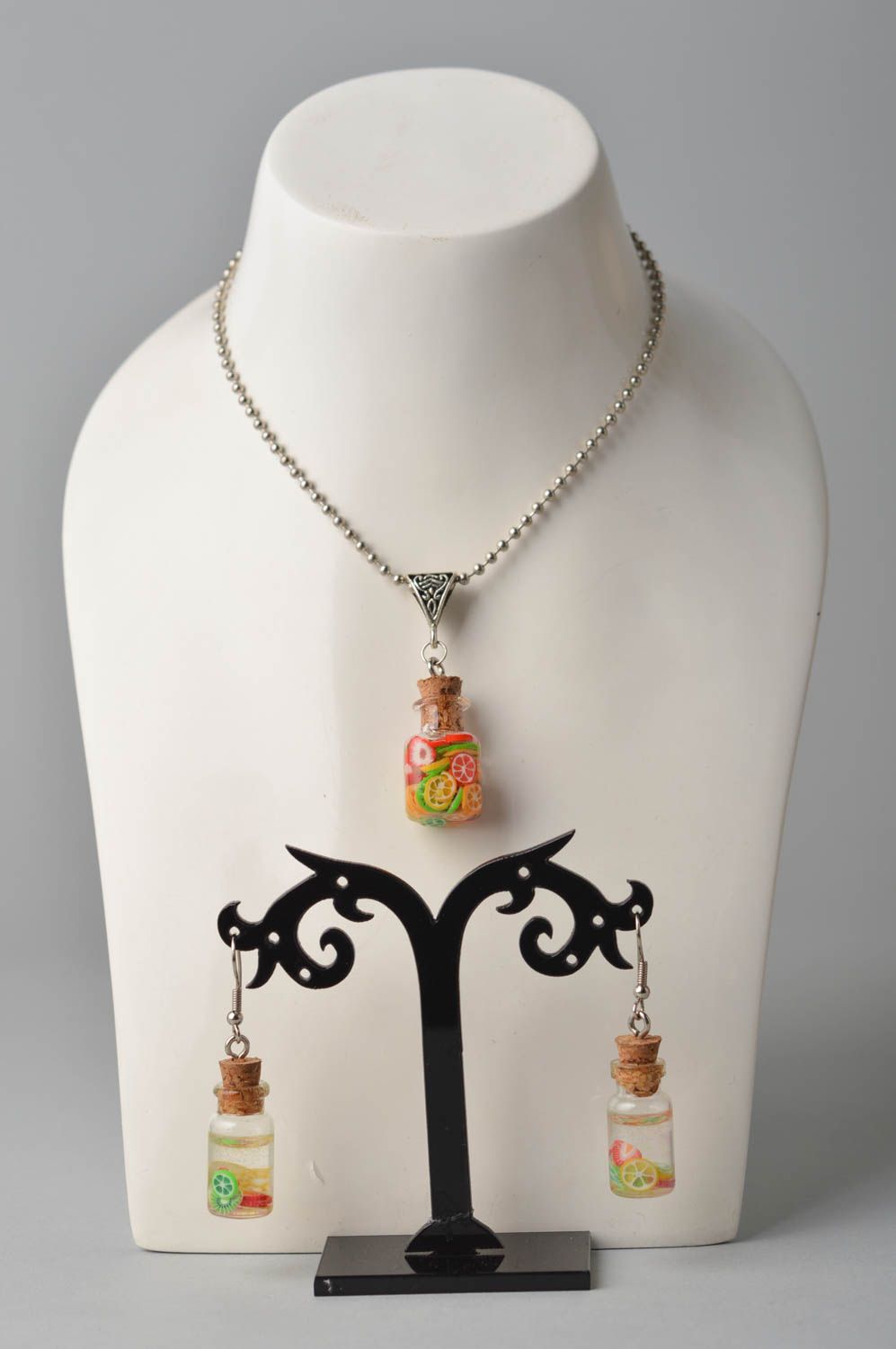 Conjunto de joyas artesanales pendientes y colgante regalo original para mujeres foto 1