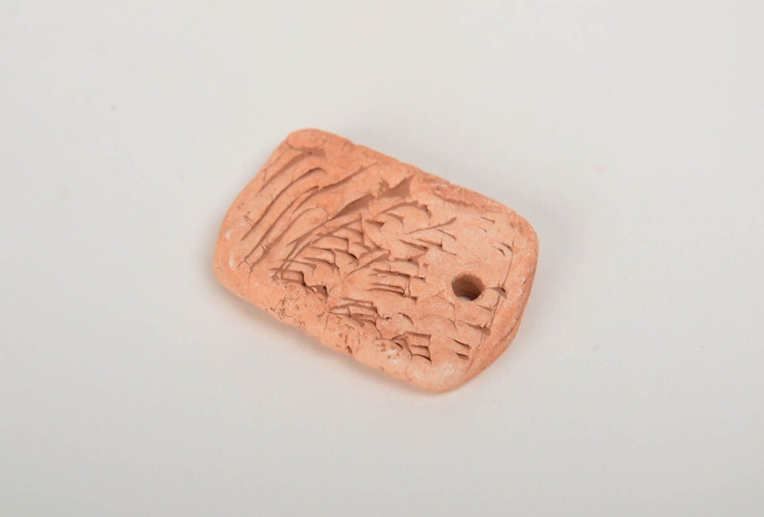 Small laconic ceramic jewelry component for pendant making without cord photo 4