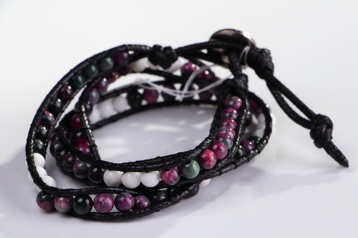 Bracelet with purple and white agate photo 3