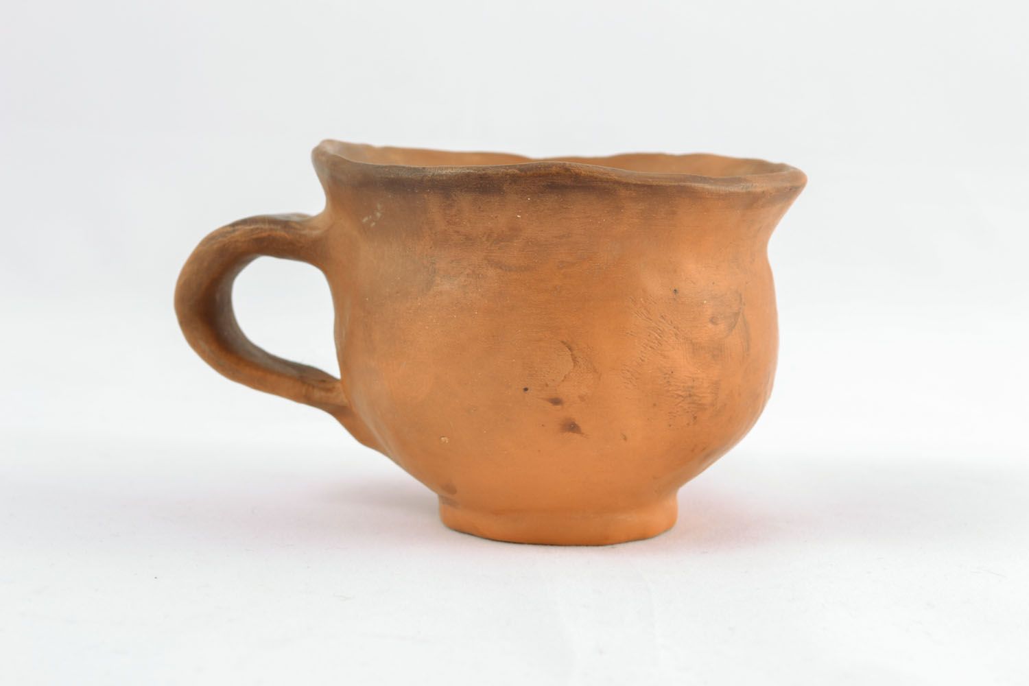 3 oz red clay coffee cup with handle and no pattern photo 1
