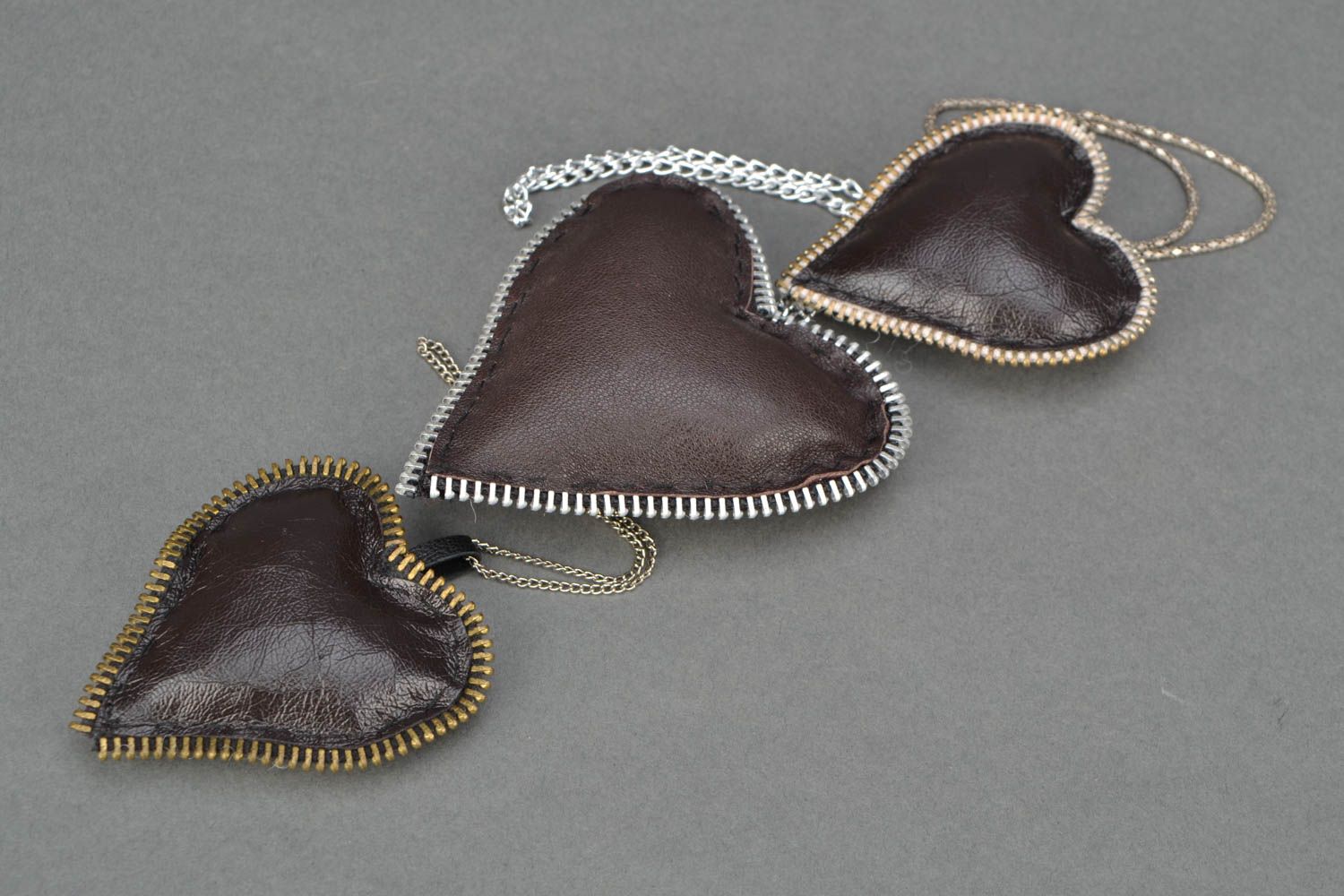 Handmade leather keychain Heart photo 1