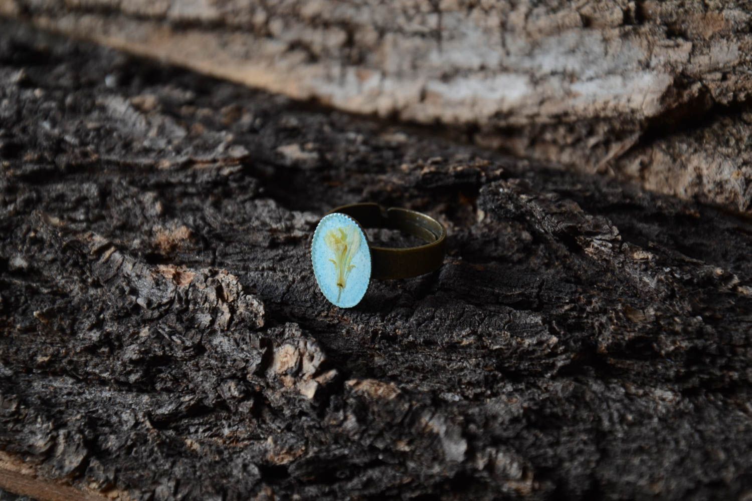 Кольцо ручной работы кольцо из эпоксидной смолы модное кольцо с цветком фото 1