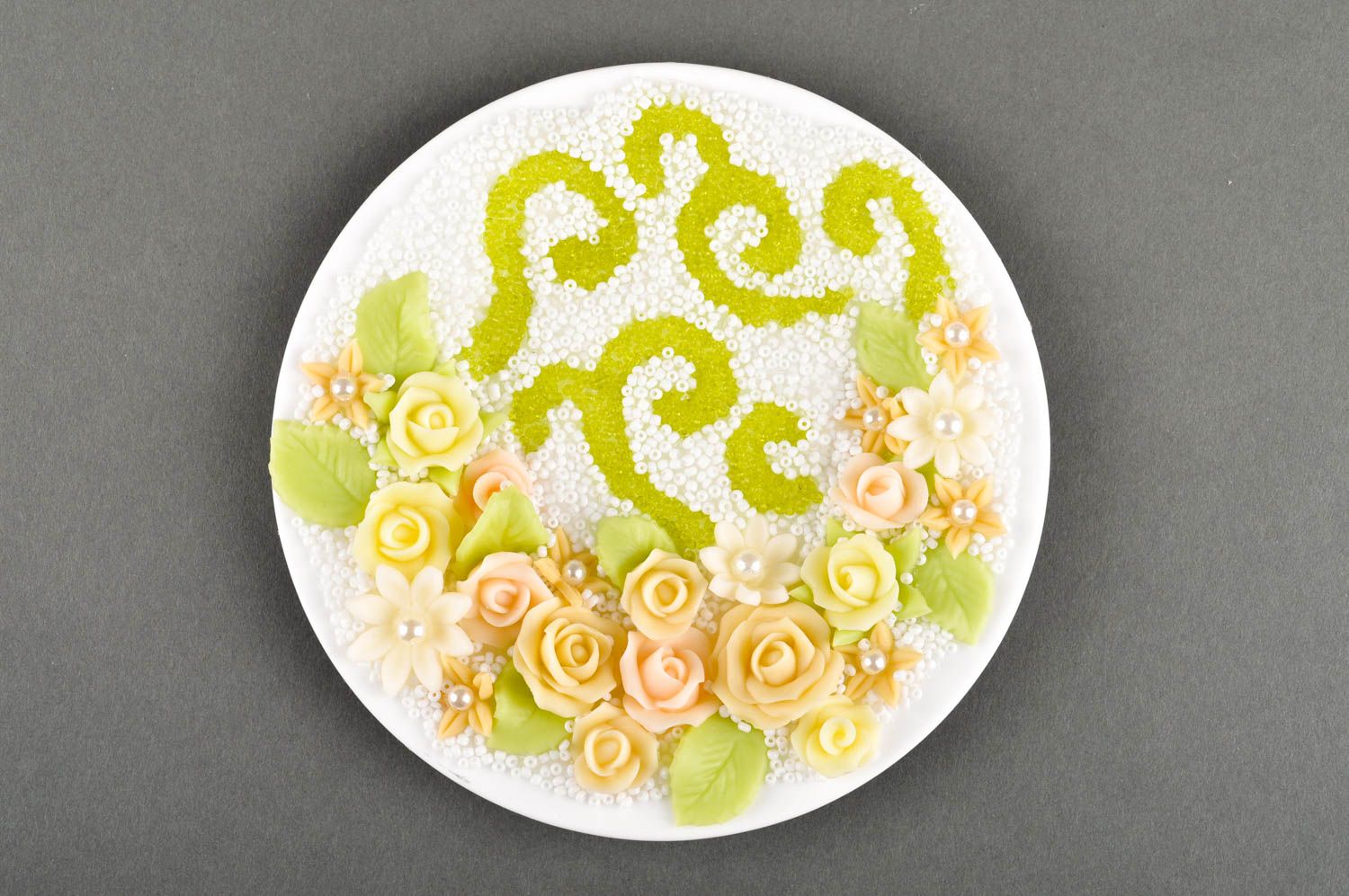Свадебная тарелка хэнд мэйд посуда на свадьбу красивая посуда тарелка с цветами фото 3
