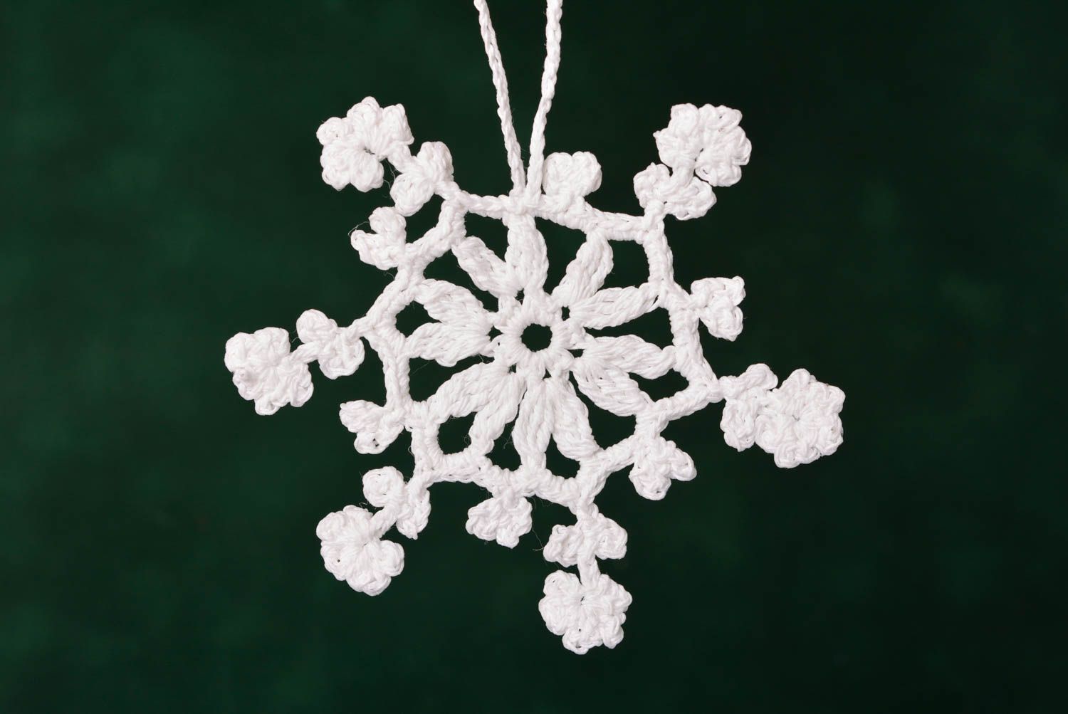 Handmade Christmas toy unusual pendant crocheted snowflake Christmas tree toy photo 4
