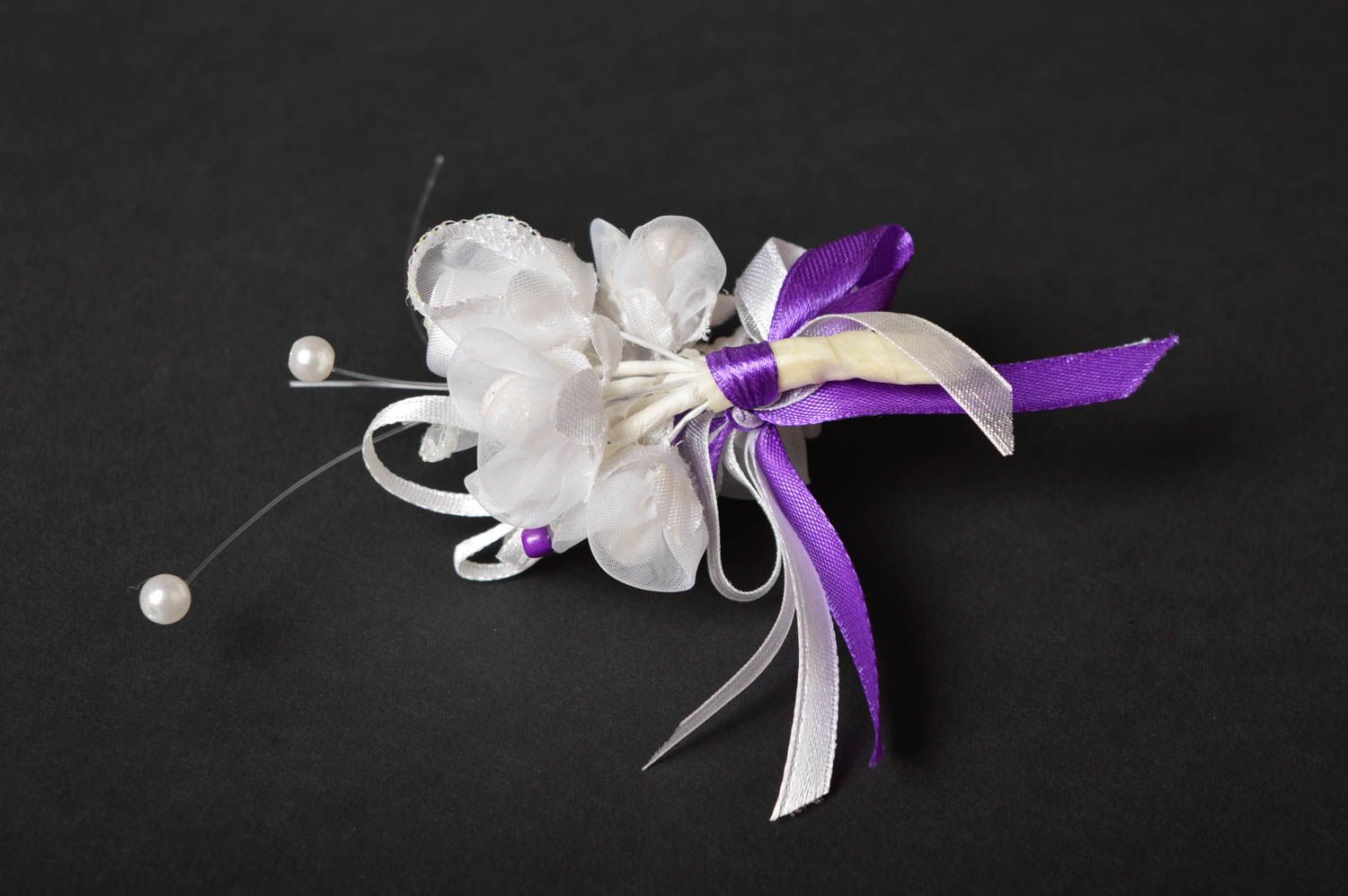 Boutonnière fleur fait main Accessoire mariage design festif Cadeau homme photo 3