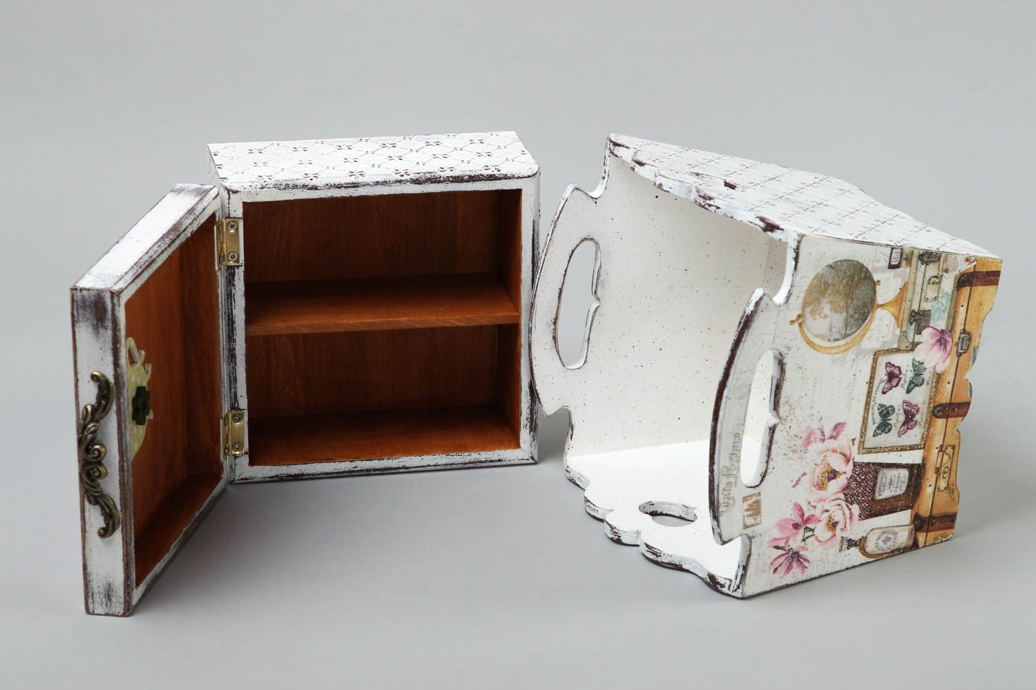 Decoupage jewelry box wooden tea box handmade box for tea home organizer photo 4