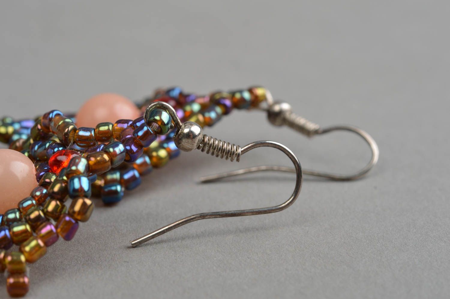 Boucles d'oreilles en perles de rocaille faites main avec perles fantaisie bijou photo 4