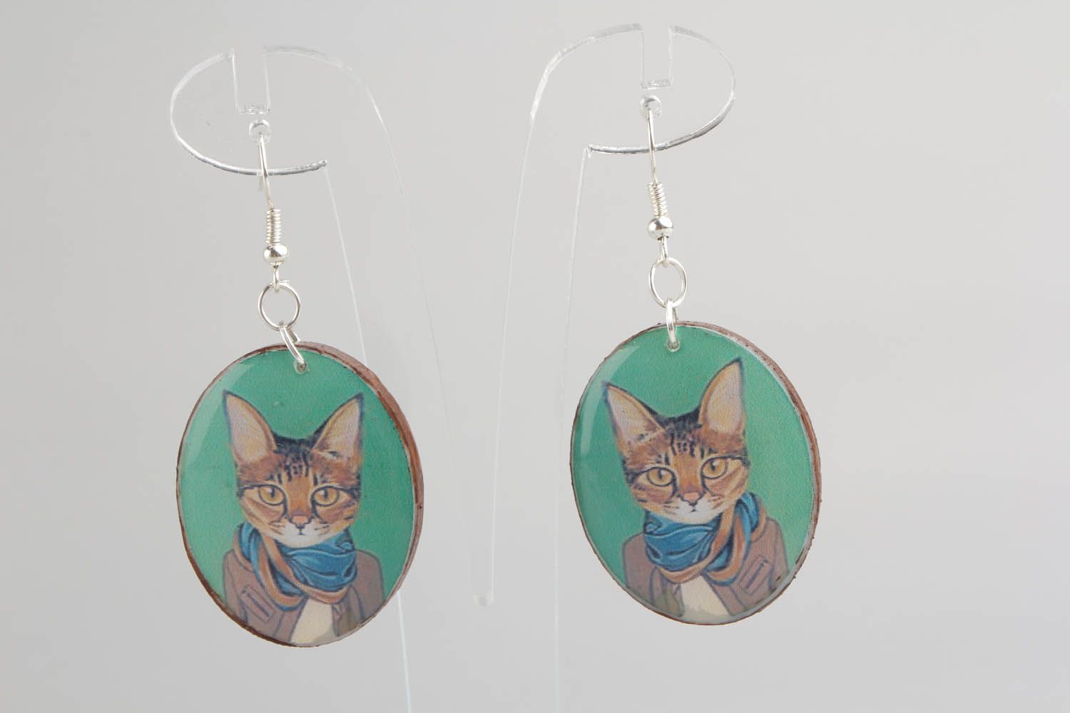 Round earrings Cats photo 5