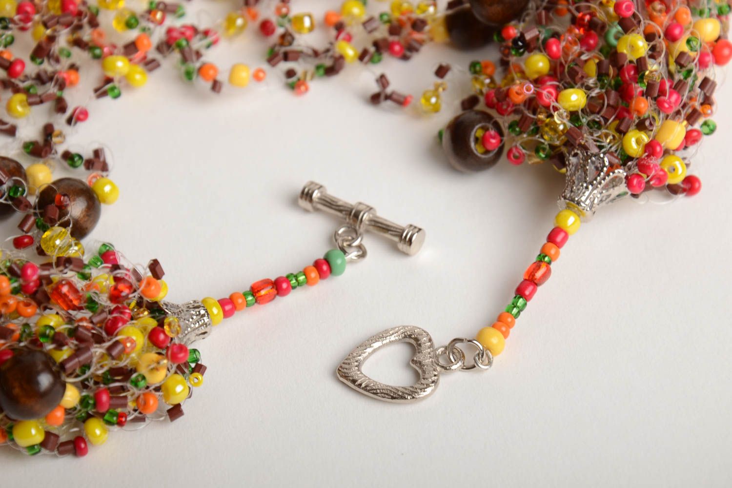 Collier multirang en perles de rocaille multicolores au crochet fait main photo 4