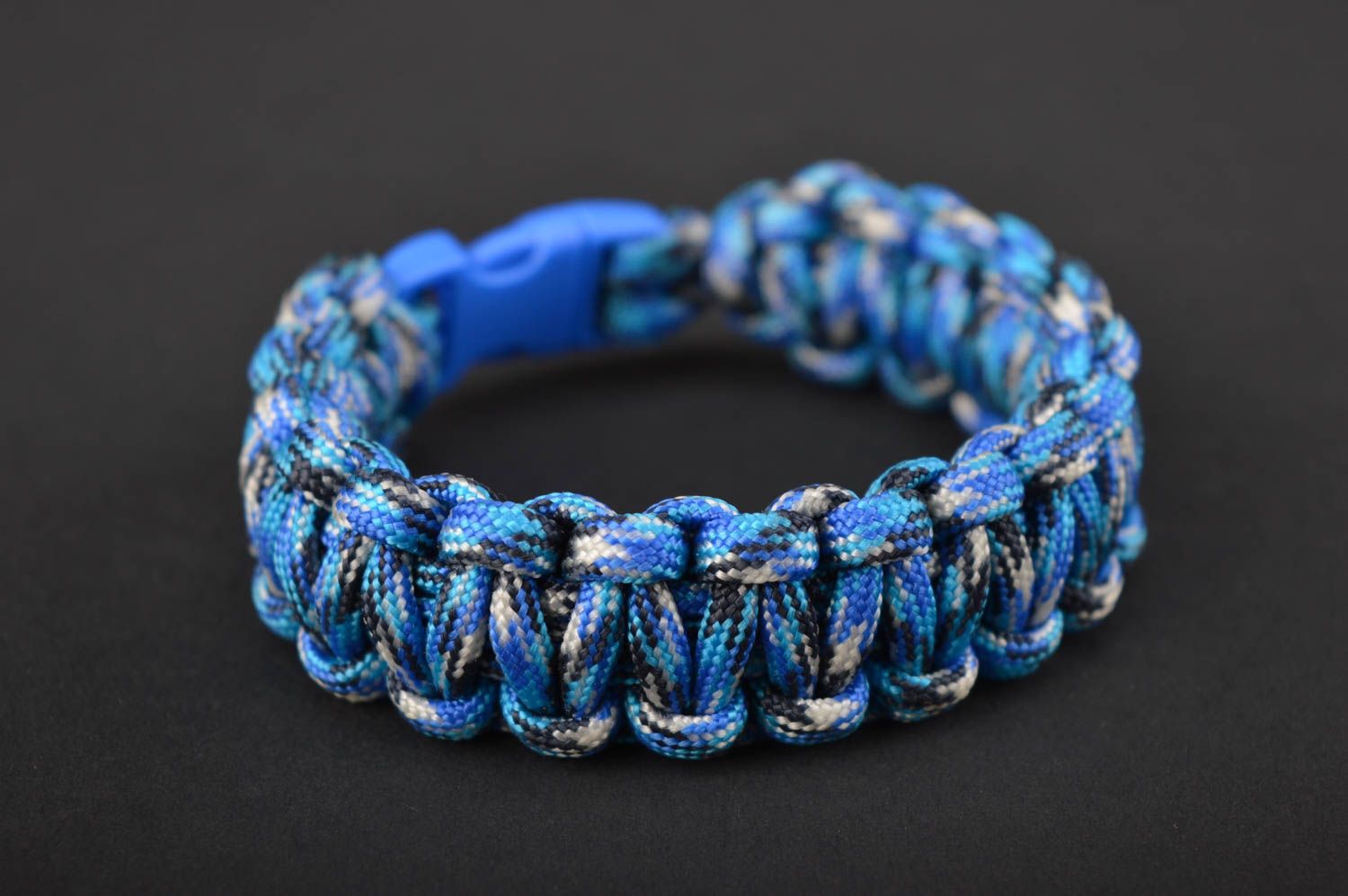 Handmade blue paracord bracelet braided bracelet parachute chord bijouterie  photo 2