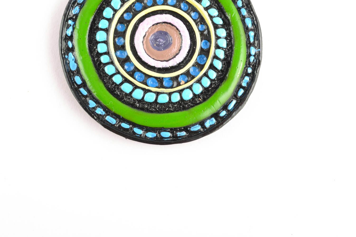 Handmade plastic round earrings in Indian style photo 2