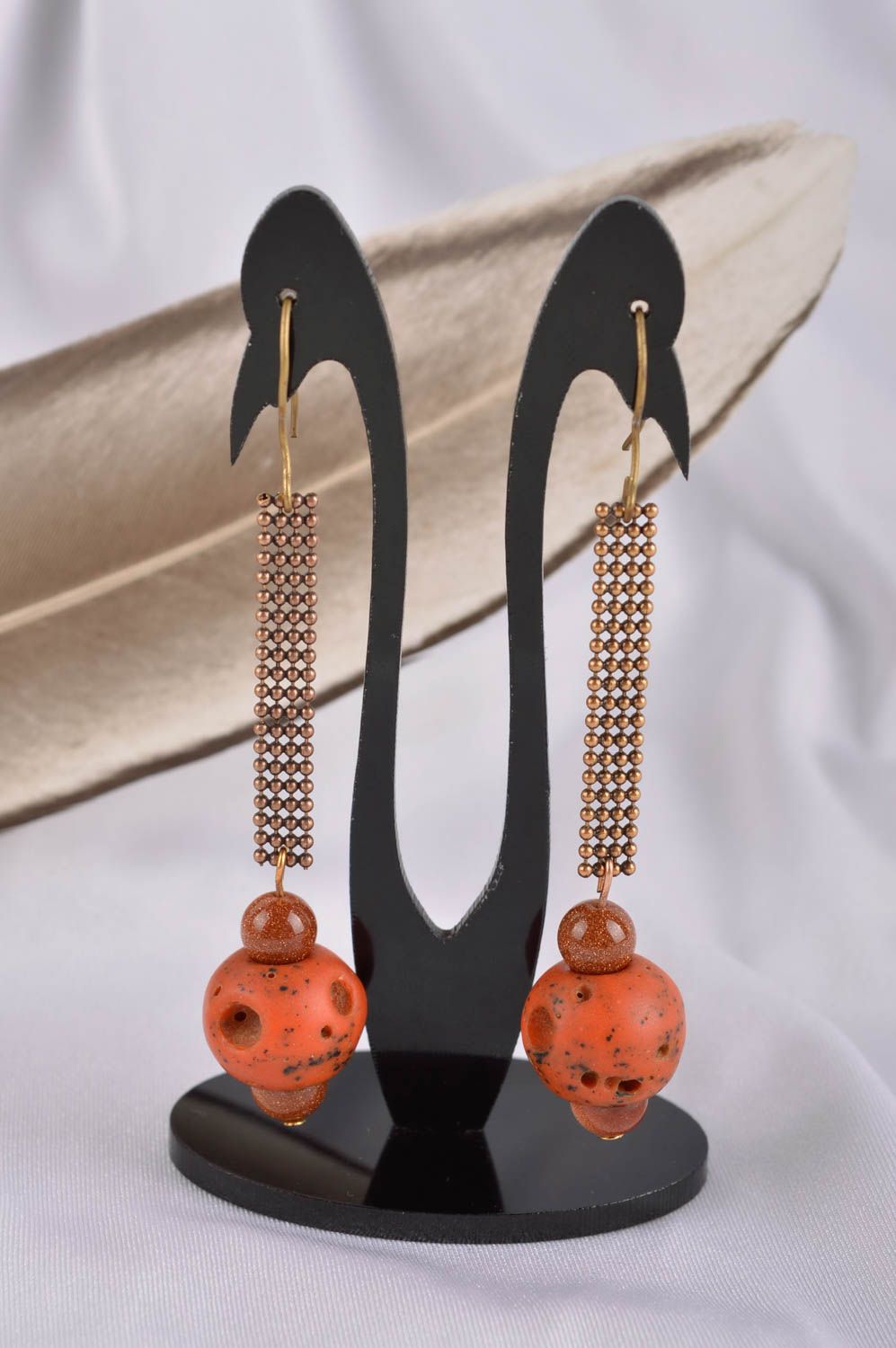 Ohrringe Koralle rot handmade Schmuck Accessoire für Frauen lange Ohrringe  foto 1