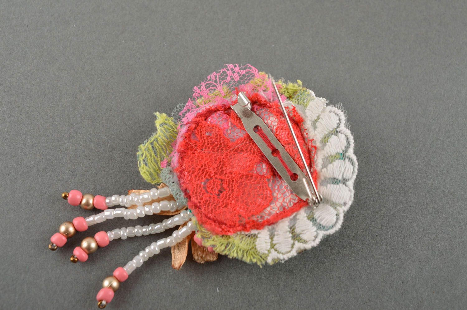 Broche textil hecho a mano de encaje accesorio para ropa bisutería de mujer foto 4