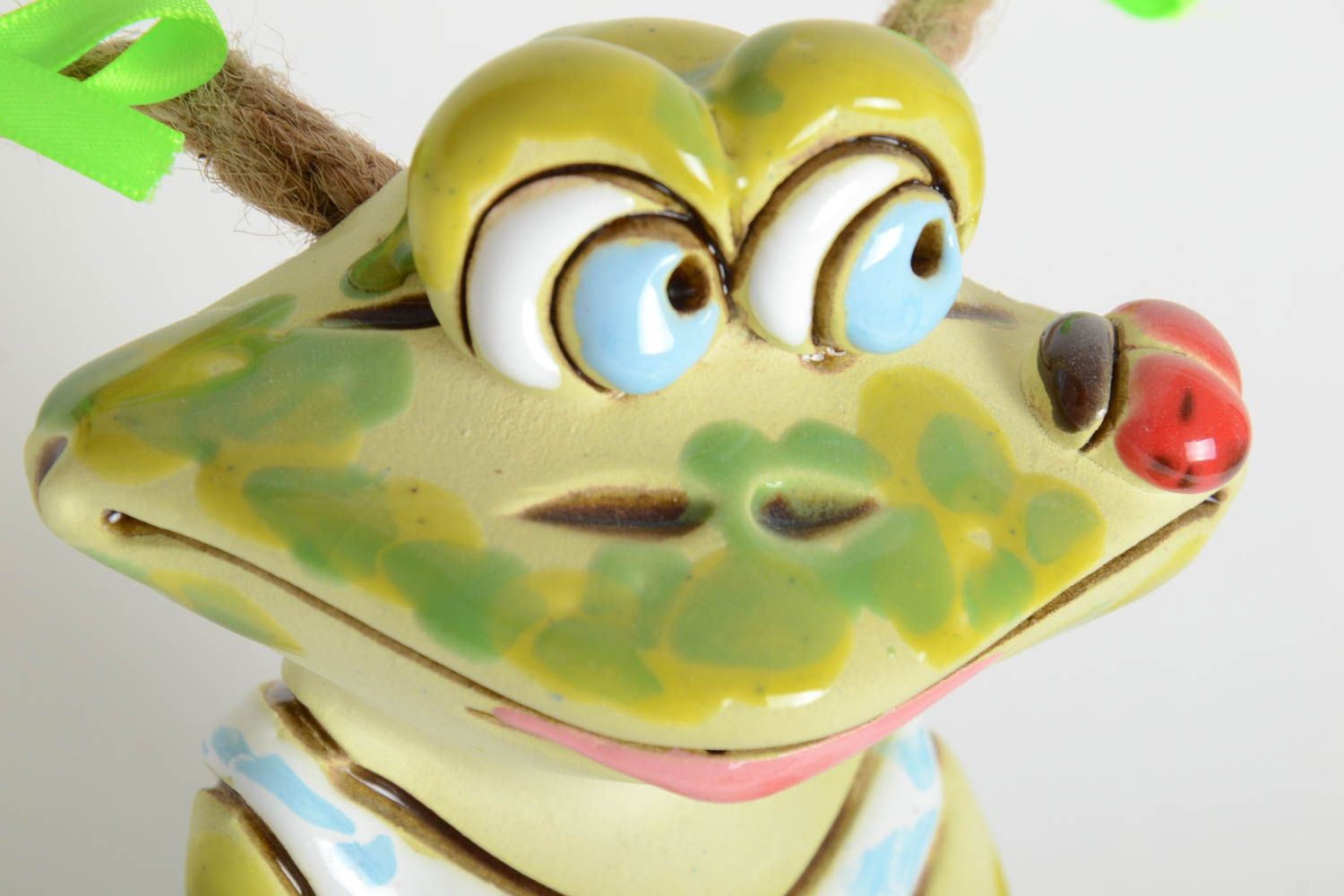 Statuette grenouille fait main Figurine céramique Déco chambre enfant photo 3