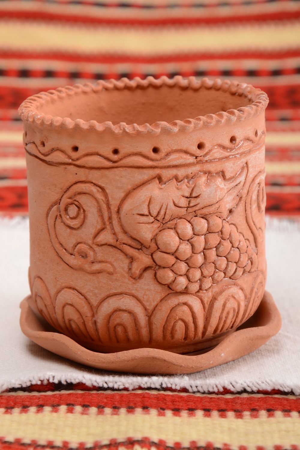 Schöner origineller Öko Keramik Blumentopf mit Loch 300 ml Handarbeit  foto 1