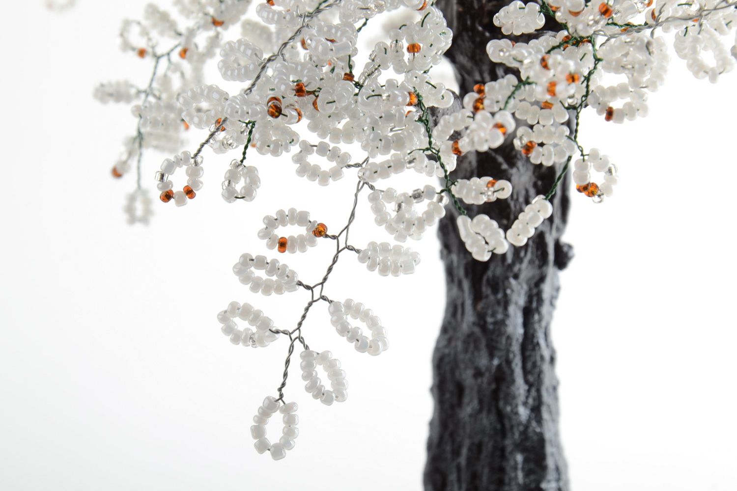 Handmade decorative happiness tree with white beads Sakura for table decoration photo 4