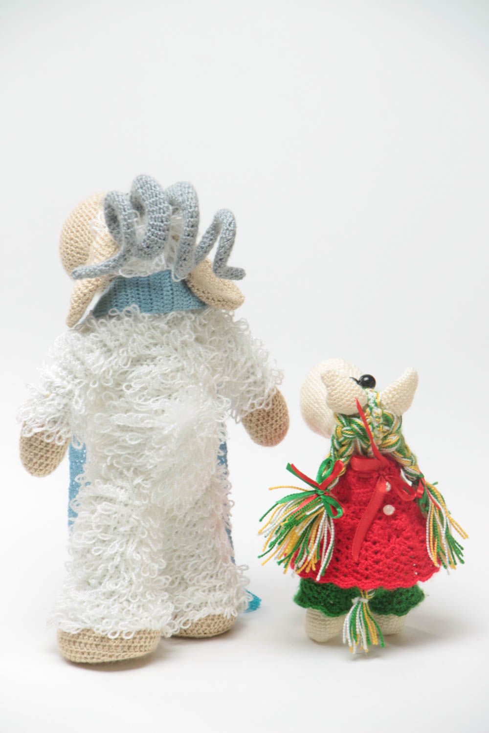 Beautiful soft crocheted toys sheep and horse set of handmade dolls 2 pieces photo 4