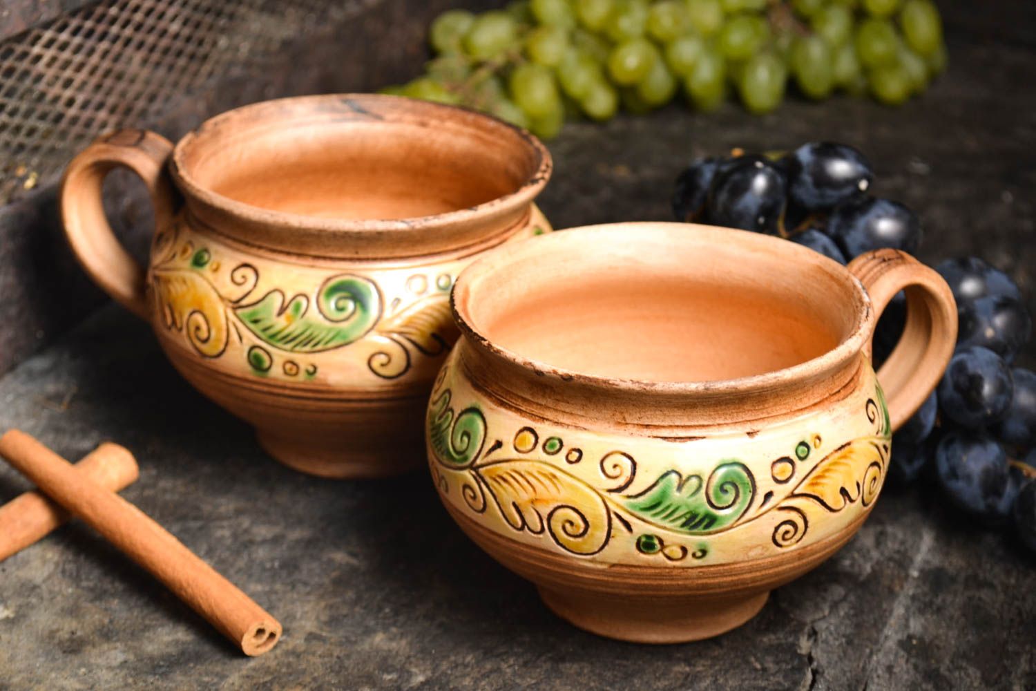 Tee Tassen handmade Keramik Geschirr Küchen Zubehör originelle Geschenke 2 Stück foto 1