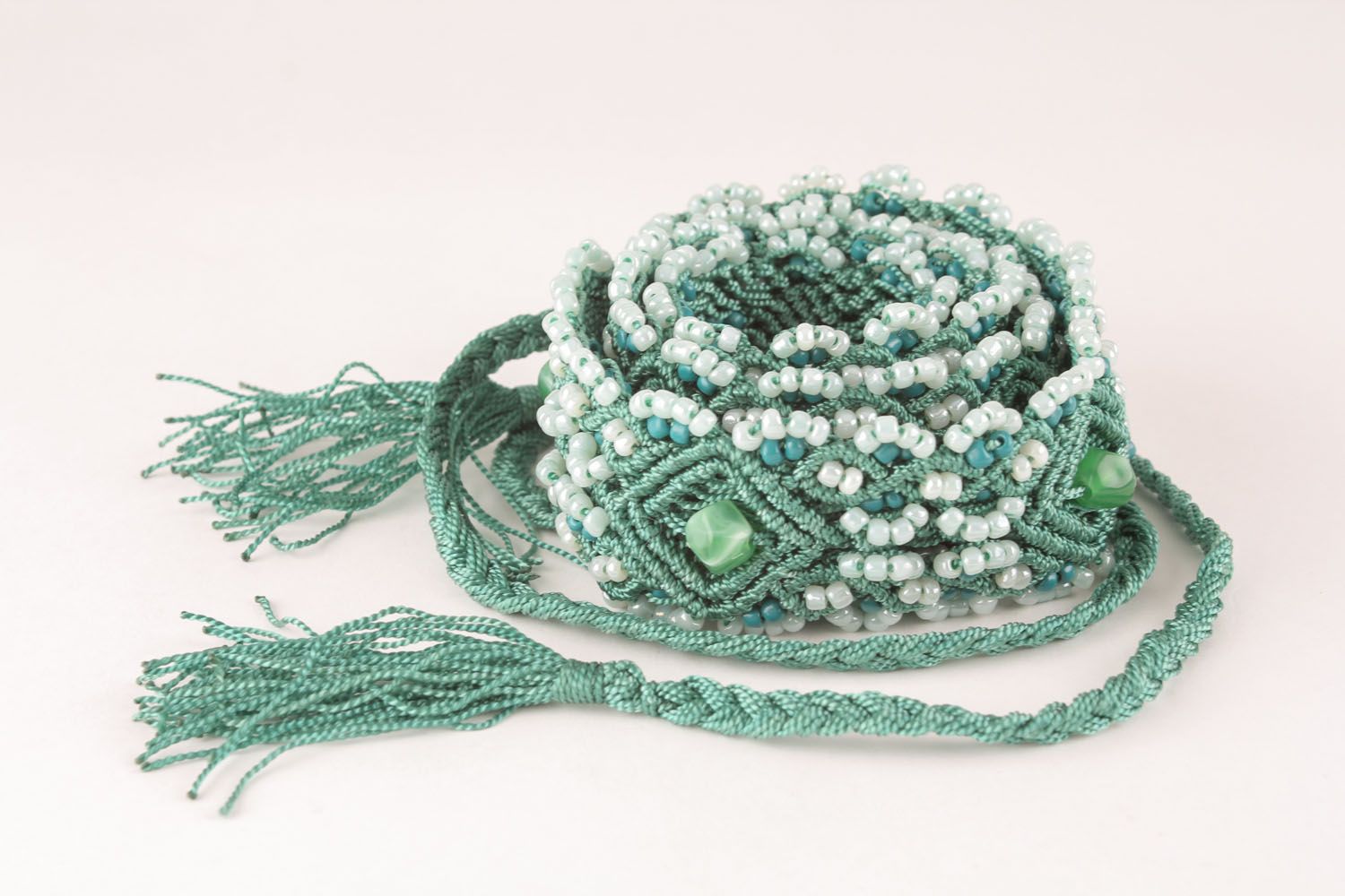 Green belt with beads photo 2