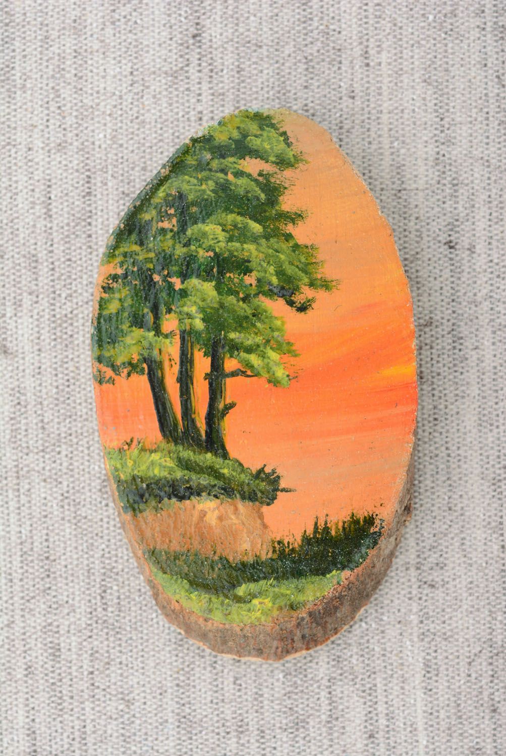 Kühlschrank Magnet aus Holz mit Landschaft foto 4