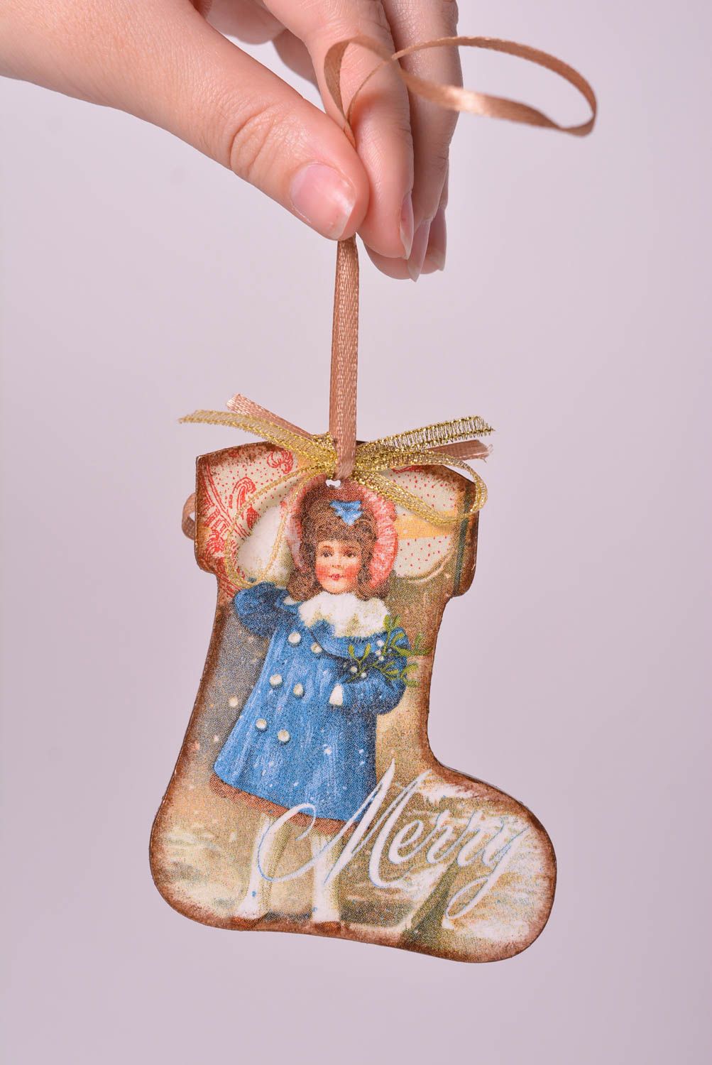 Bota de navidad hecha a mano elemento decorativo juguete de Navidad original foto 2