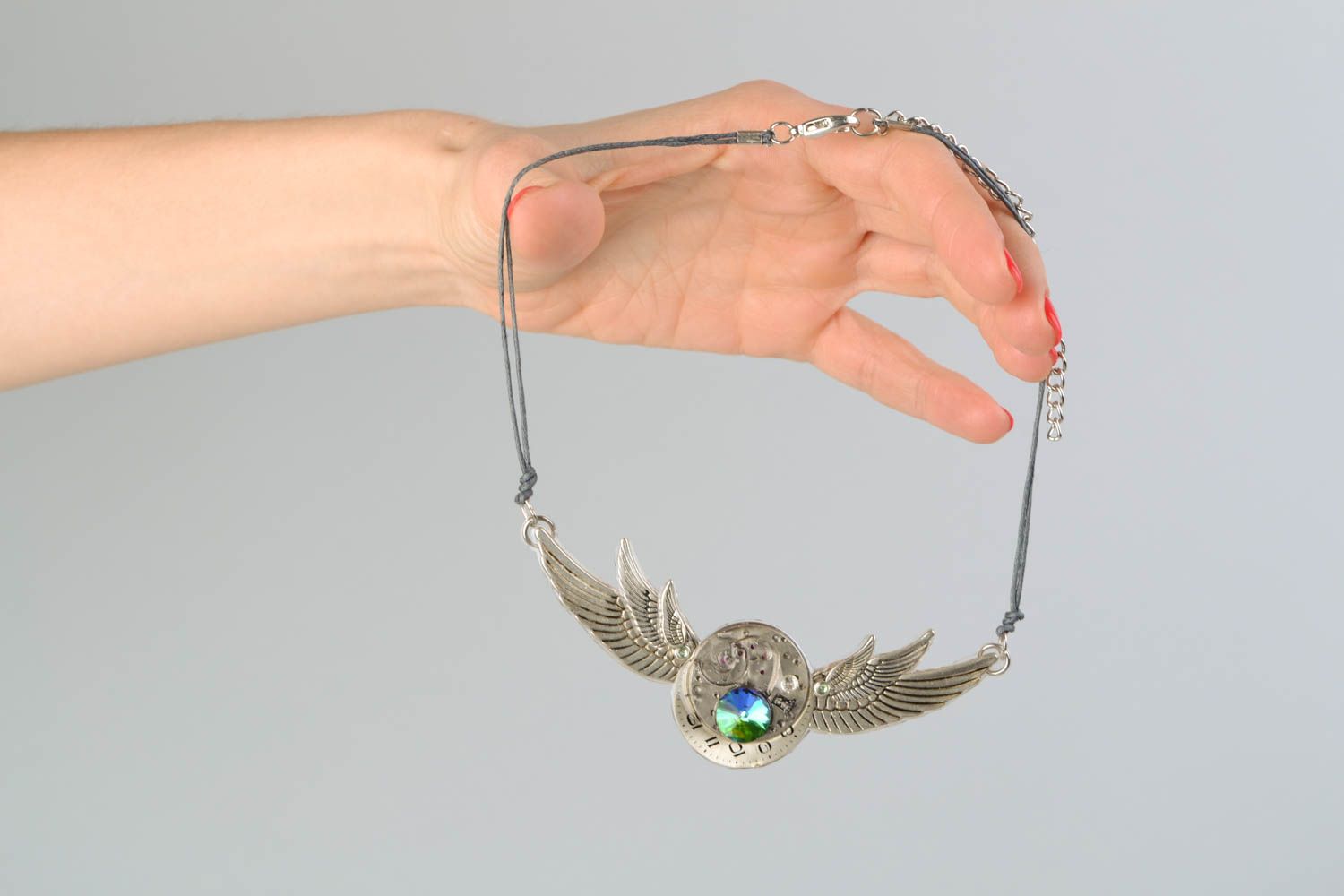 Steampunk necklace Wings photo 2
