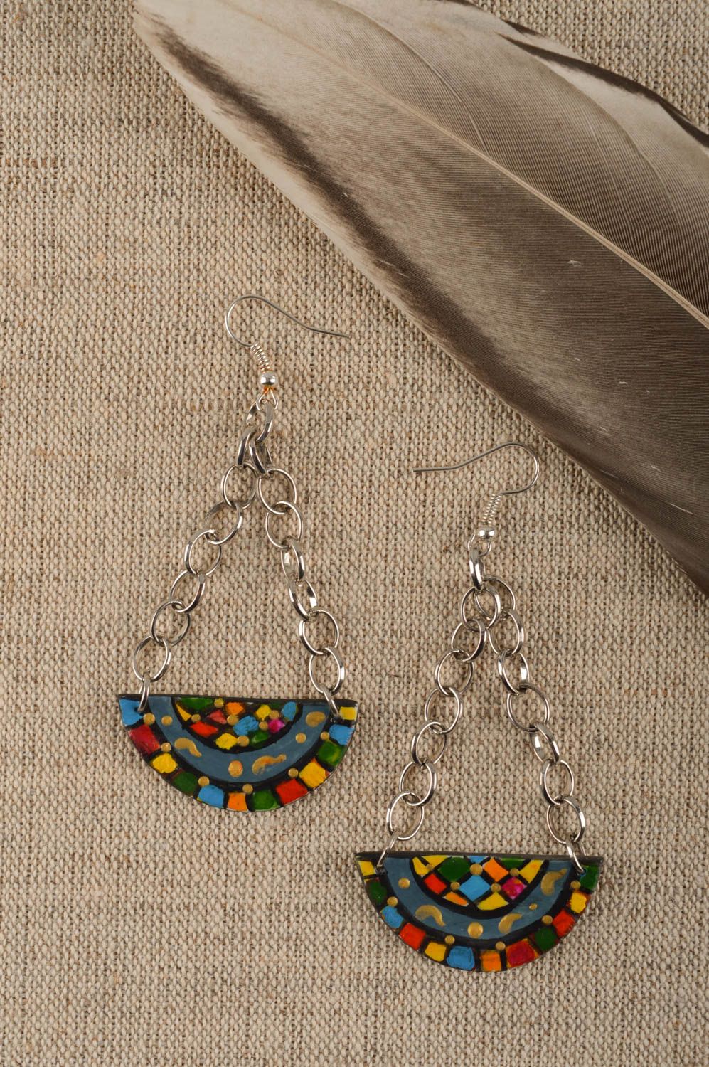 Elegant ceramic earrings handmade earrings jewelry in Oriental style photo 1