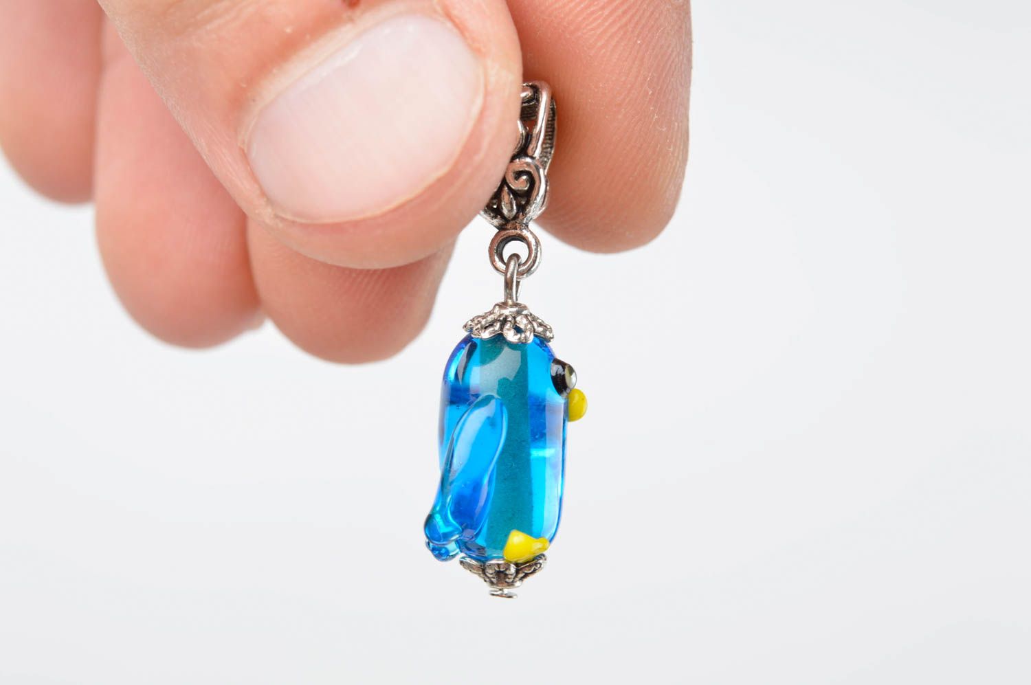 Handmade elegant glass pendant stylish unusual pendant female jewelry photo 5