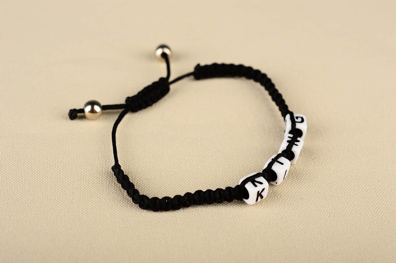 Handmade black wrist bracelet unusual elegant bracelet trendy summer bracelet photo 1