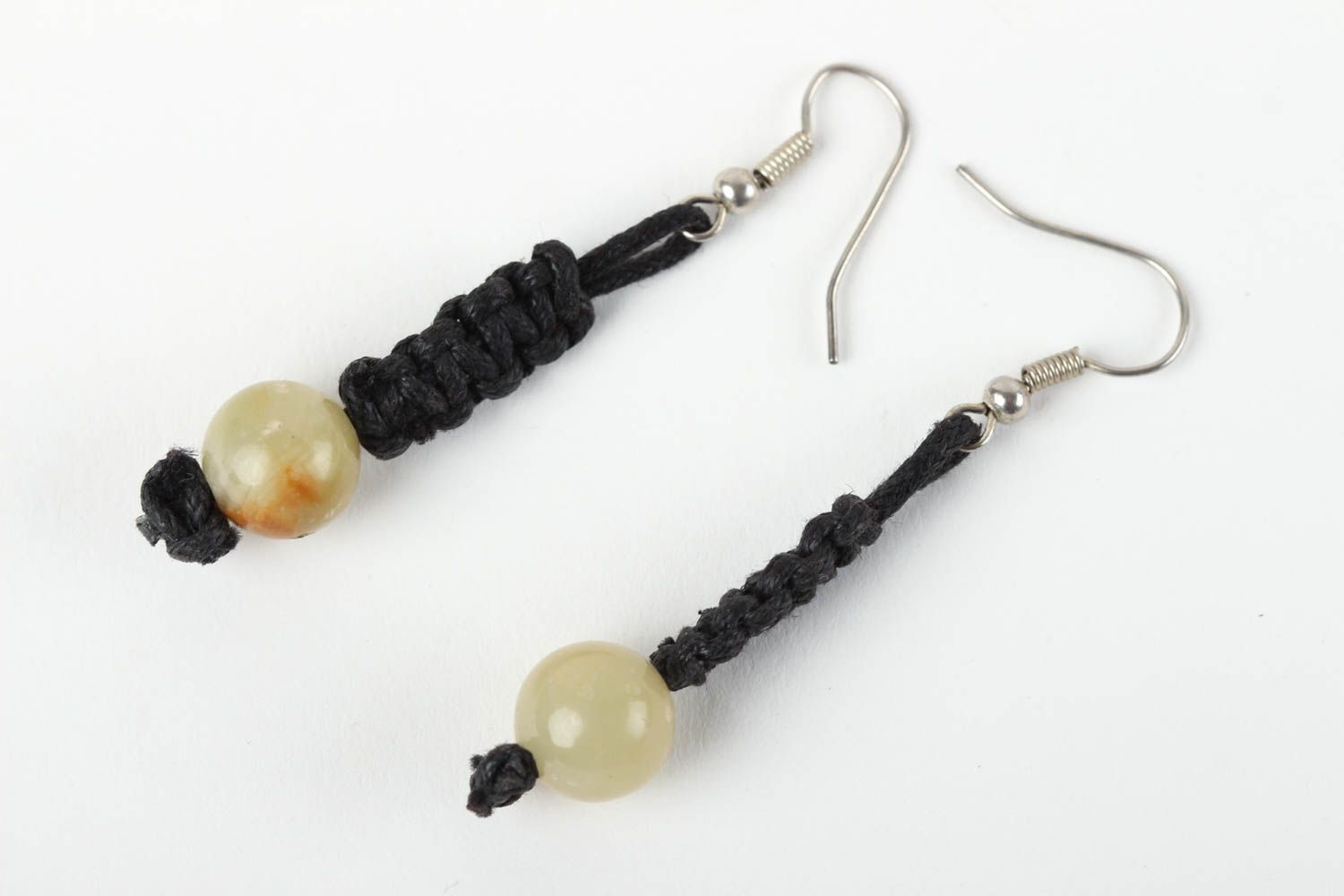 Stylish handmade beaded earrings textile cord earrings costume jewelry photo 2