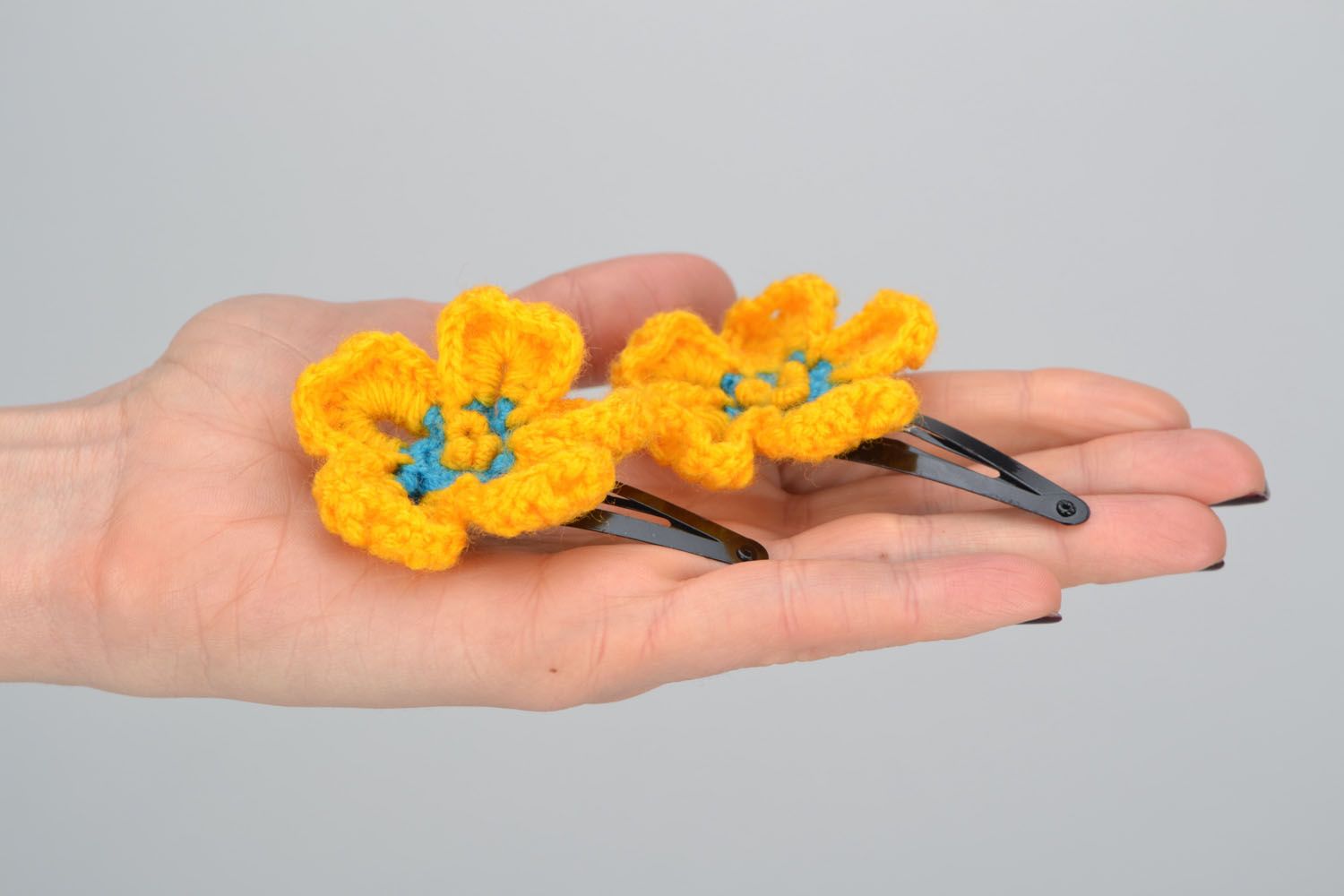 Flower hair clips Yellow Poppy photo 2