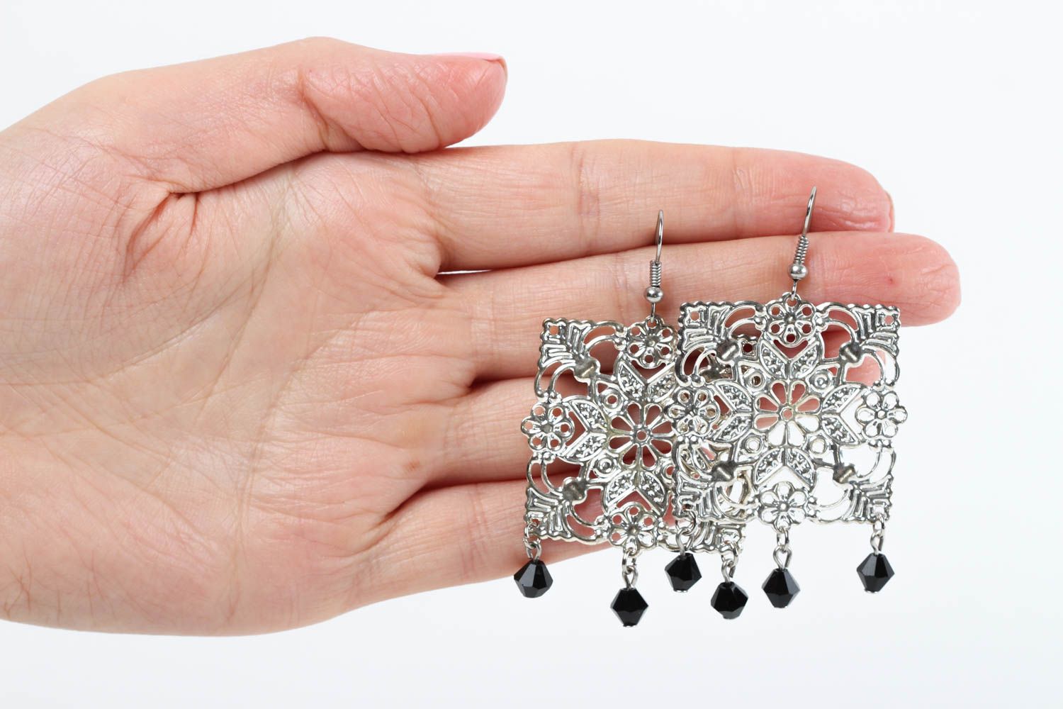 Boucles d'oreilles pendantes Bijou fait main design en cristal Cadeau femme photo 5