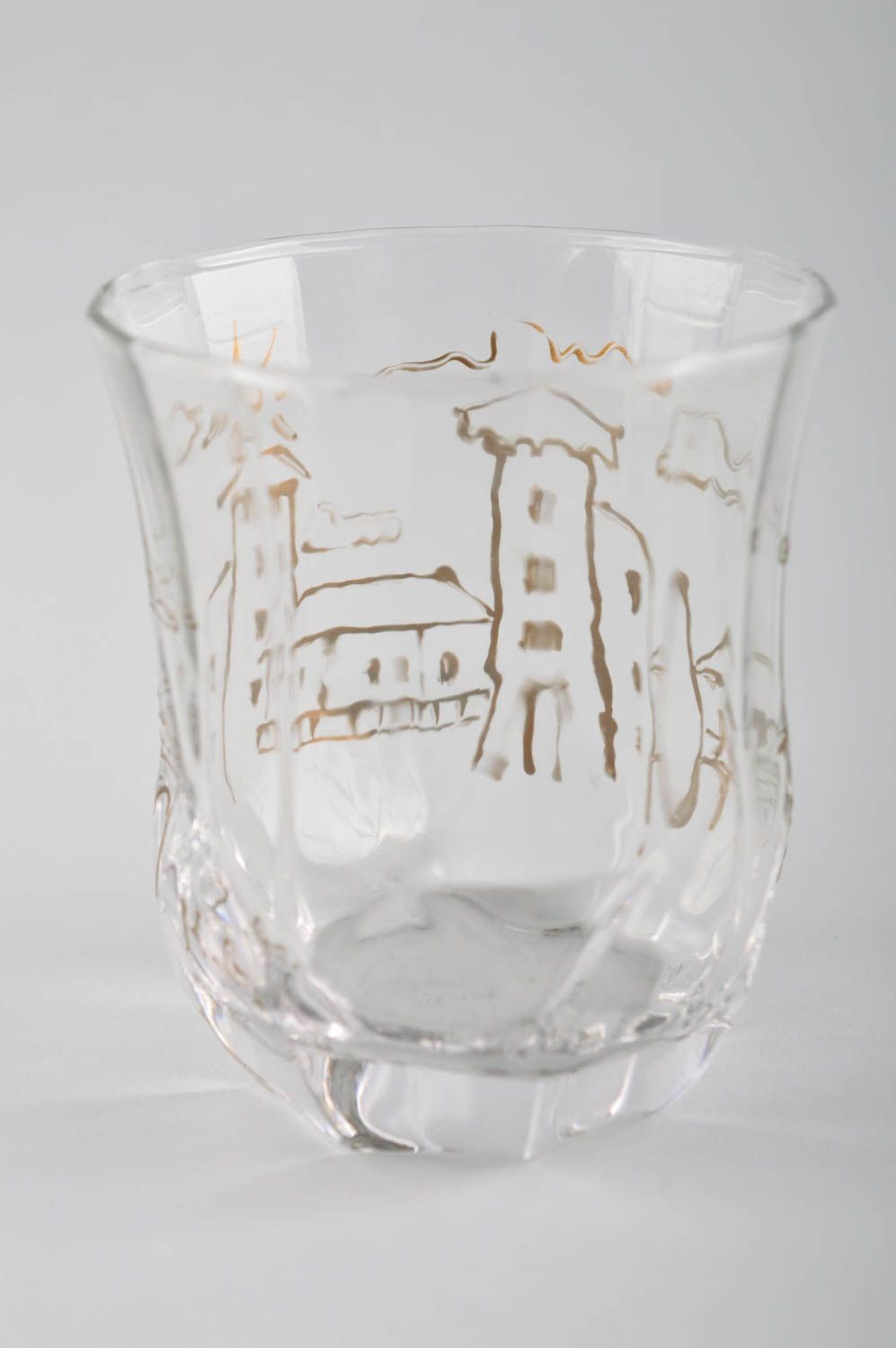 Vaso de cristal con dibujo artesanal utensilio de cocina menaje del hogar foto 3