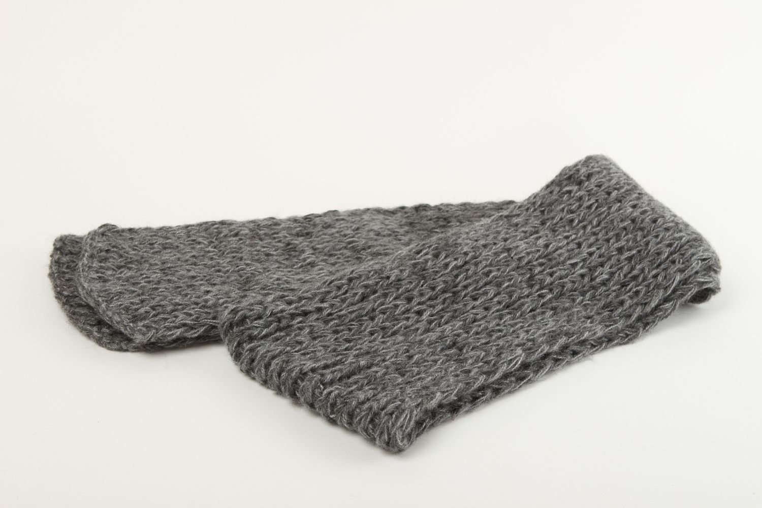 Шарф ручной работы шарф спицами женский шарф серый зимний вязаный красивый фото 3
