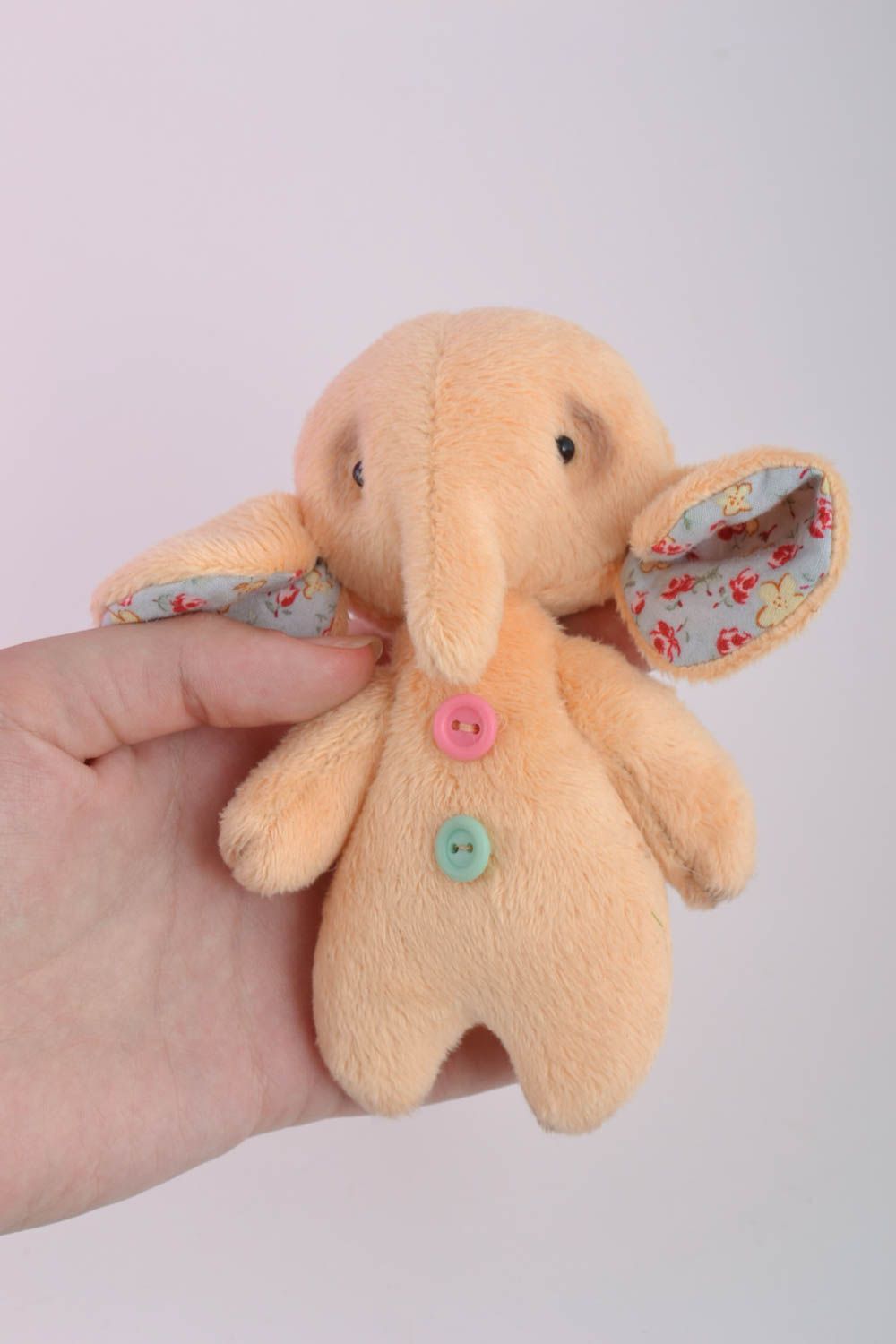 Handmade Kuscheltier Elefant Kleinkinder Spielzeug Stoff Tier lustig beige foto 5