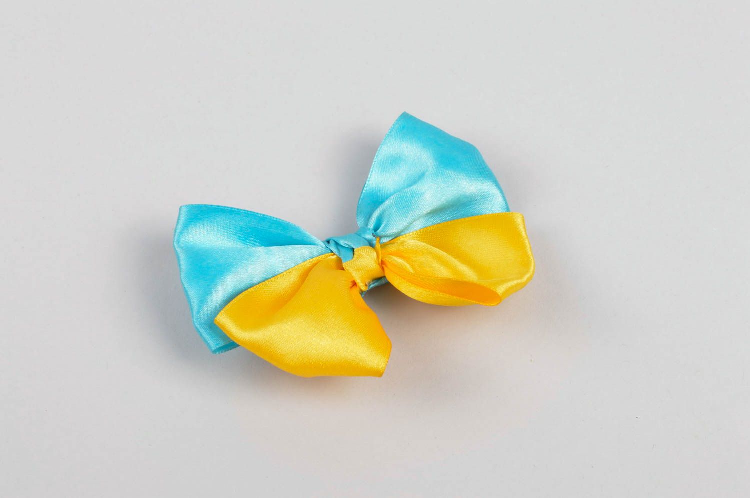 Gelb blaue Haarspange Schleife handmade Designer Schmuck Accessoire für Mädchen foto 2