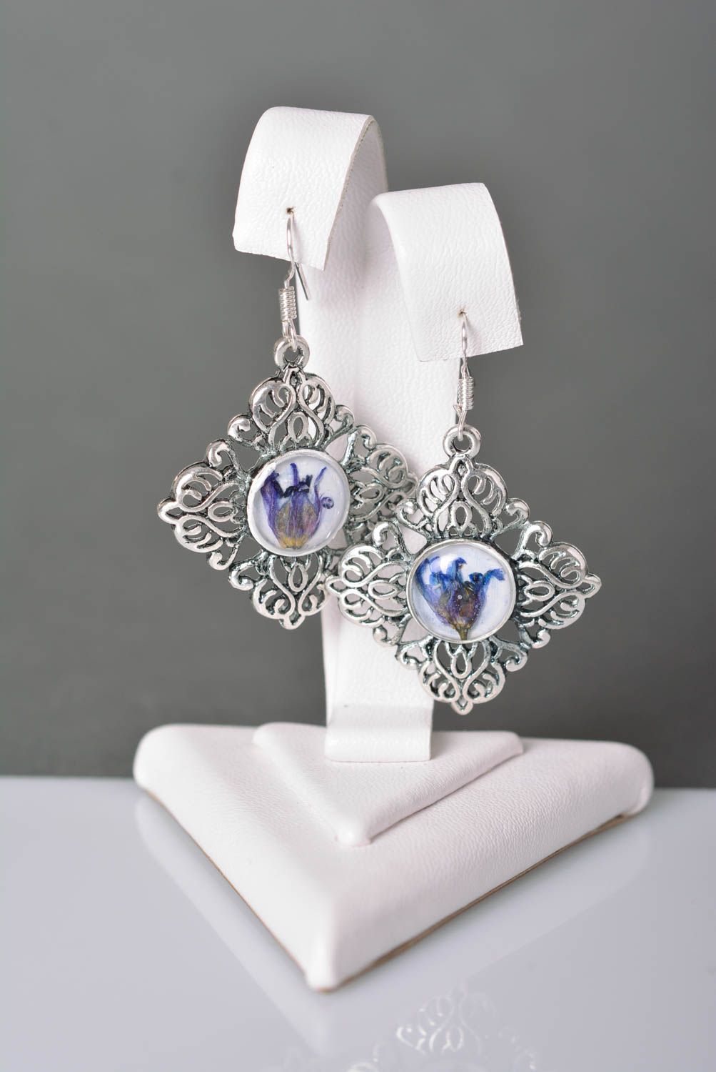 Handmade accessories epoxy earrings metal earrings epoxy items flower earrings photo 2