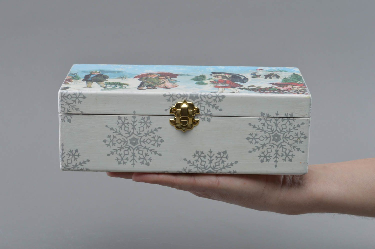 Handmade Schmuck Schatulle Geschenk für Frau Schmuckkästchen Holz zum Neujahr foto 4