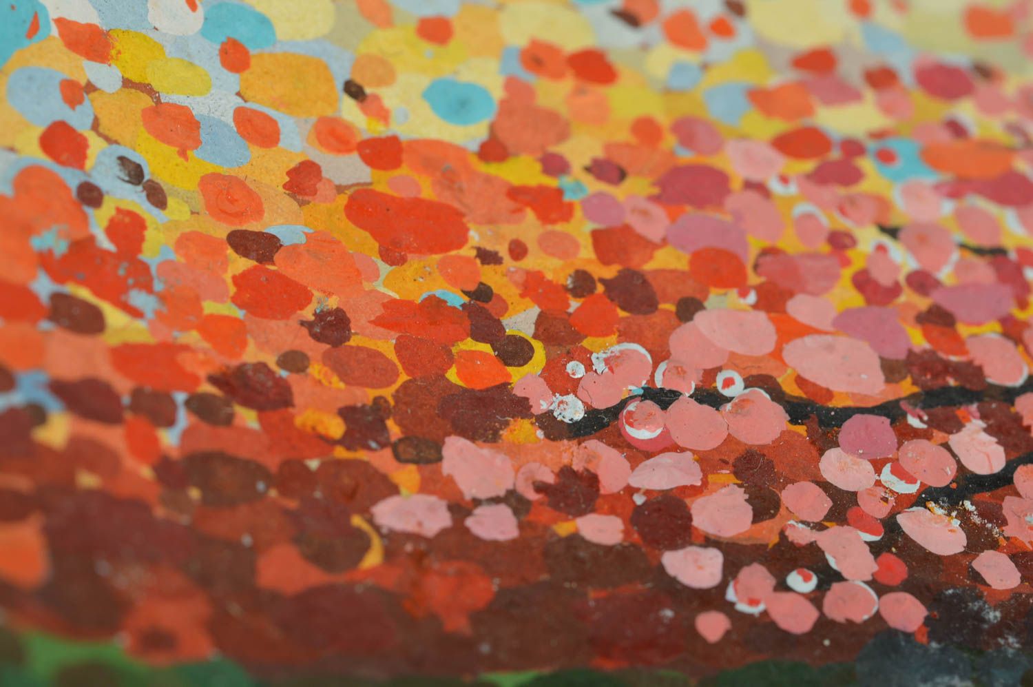 Керамическая тарелка расписанная акриловыми красками декоративная хэндмэйд Осень фото 4