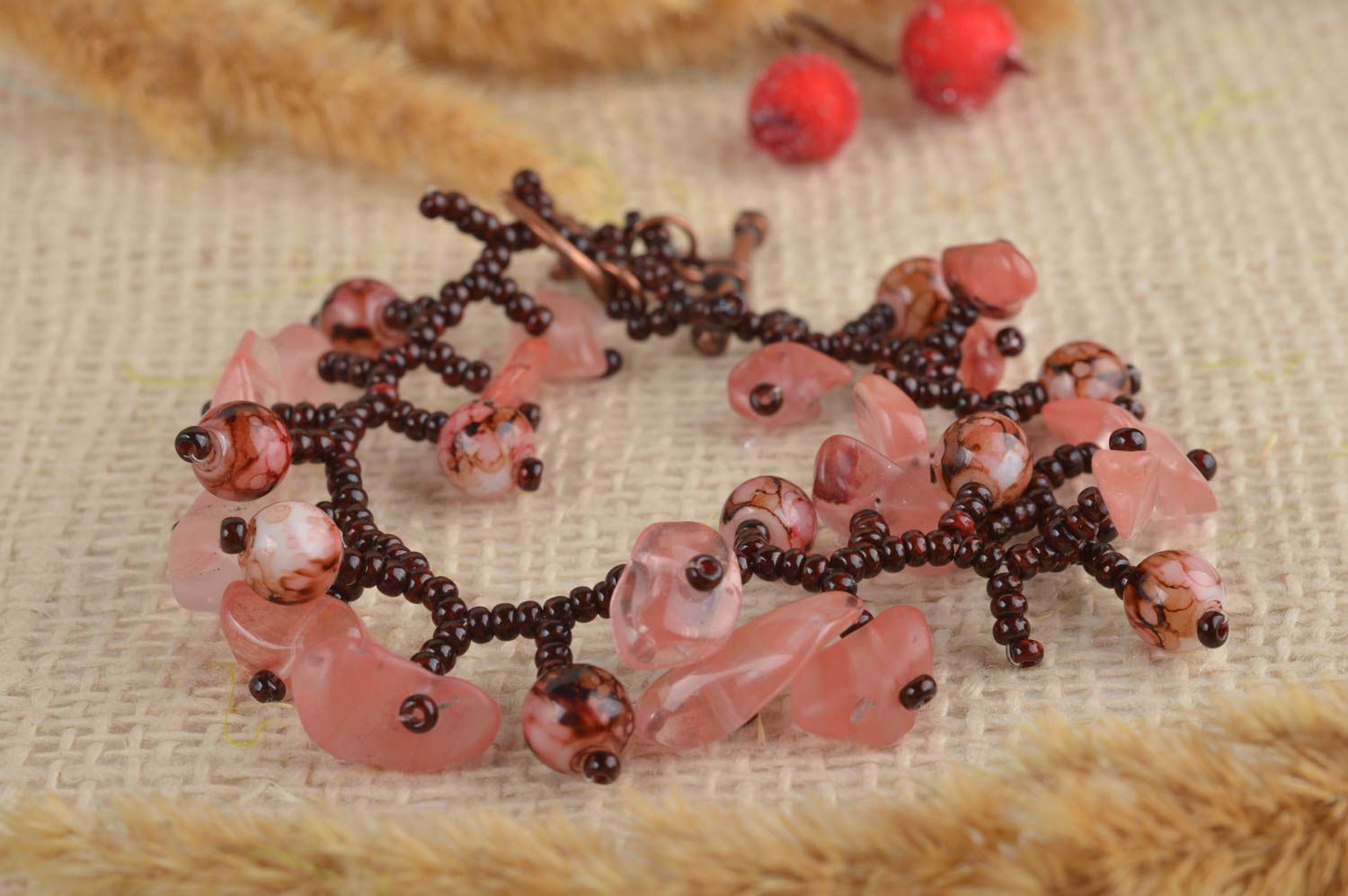 Pulsera hecha a mano de abalorios bisutería artesanal regalo para mujer  foto 1