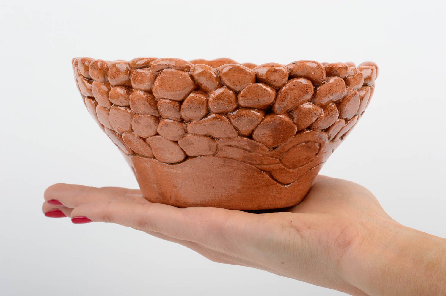 Unusual handmade ceramic bowl clay bowl design kitchen supplies pottery works photo 2