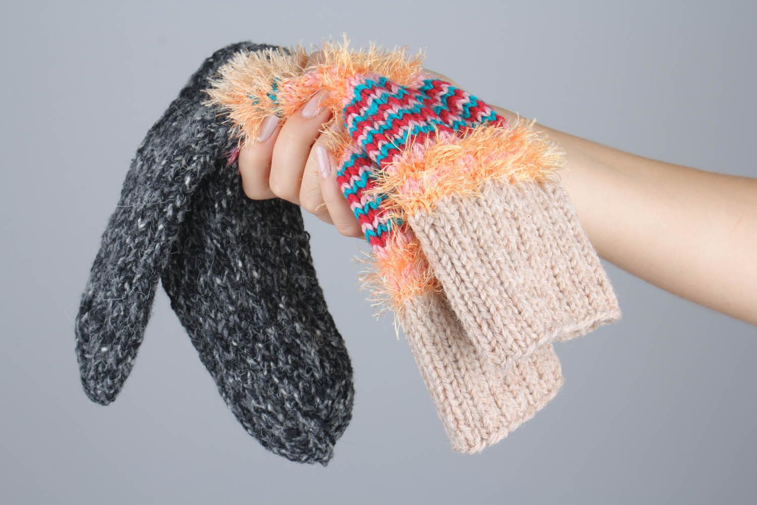 Meias quentes altas tricotadas de lã à mão roupas de mulher artesanais foto 5