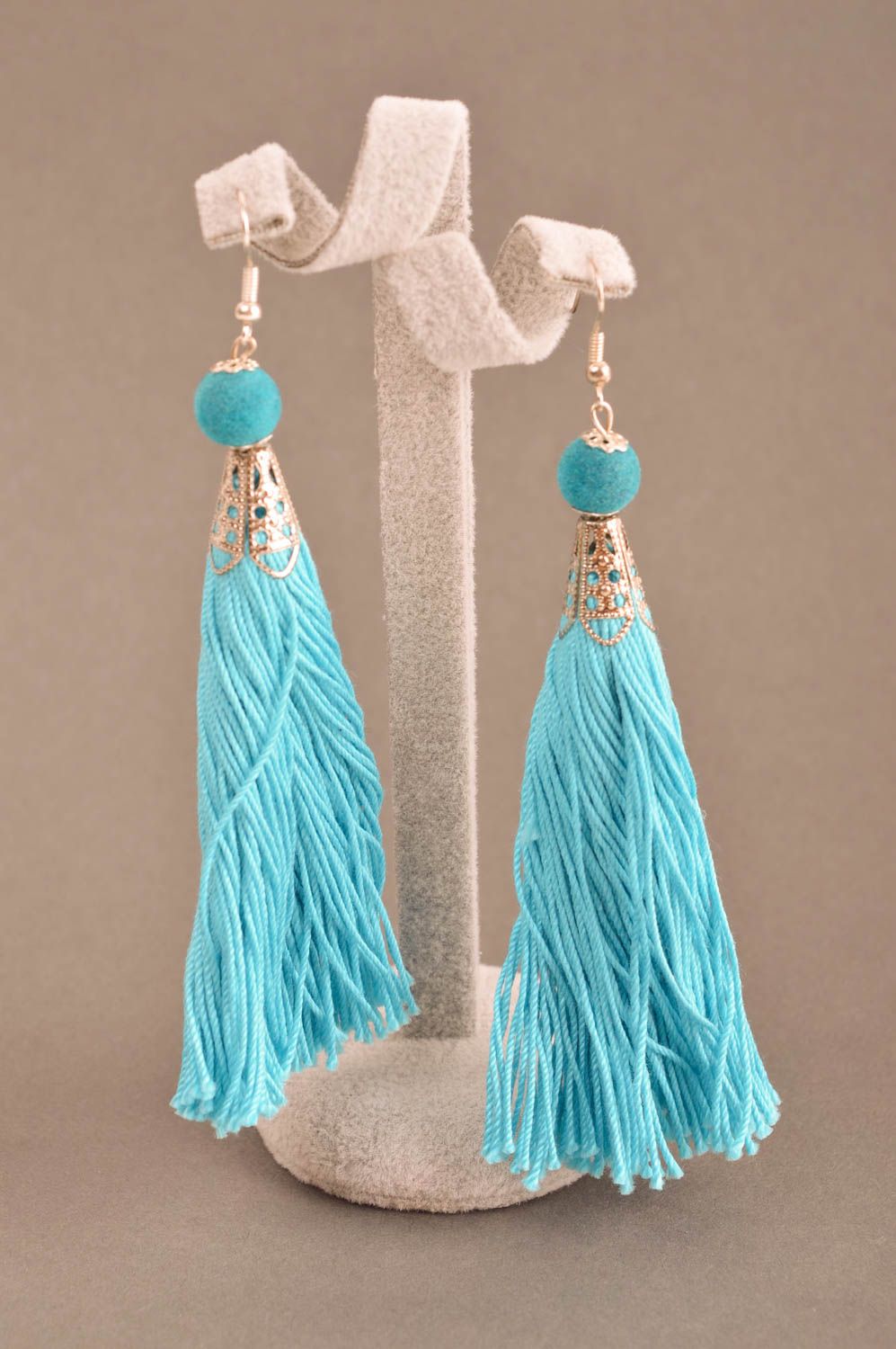 Unusual handmade thread earrings tassel earrings textile earrings gifts for her photo 1