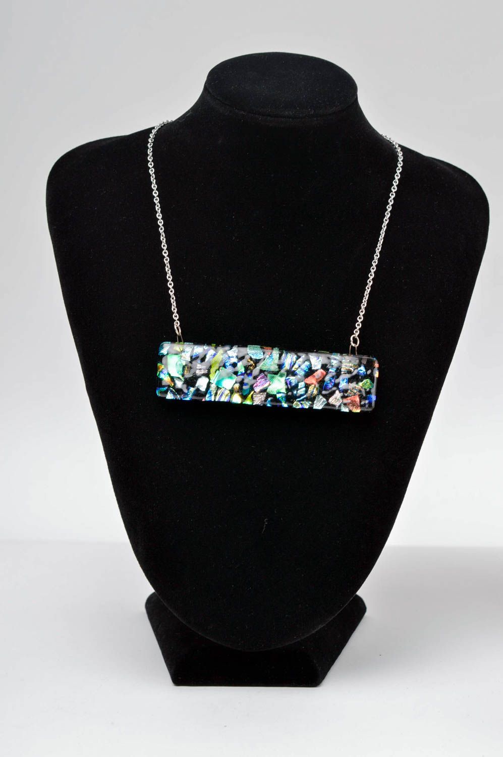 Handmade cute glass pendant unusual neck jewelry stylish accessory with chain photo 5