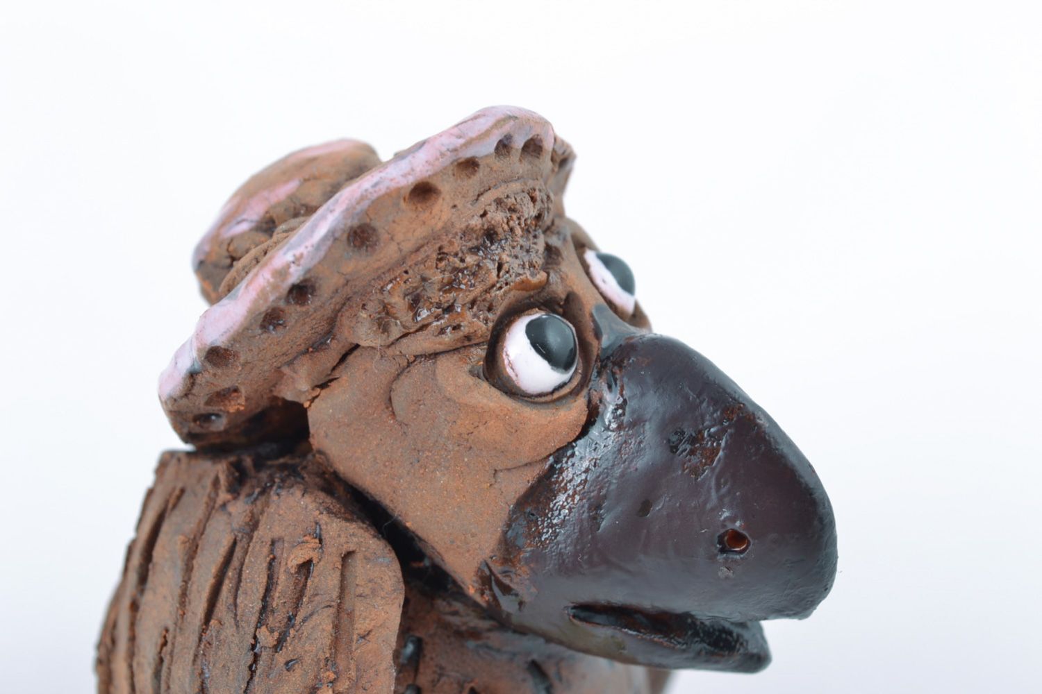 Глиняная статуэтка авторская ворона миниатюрная фото 3