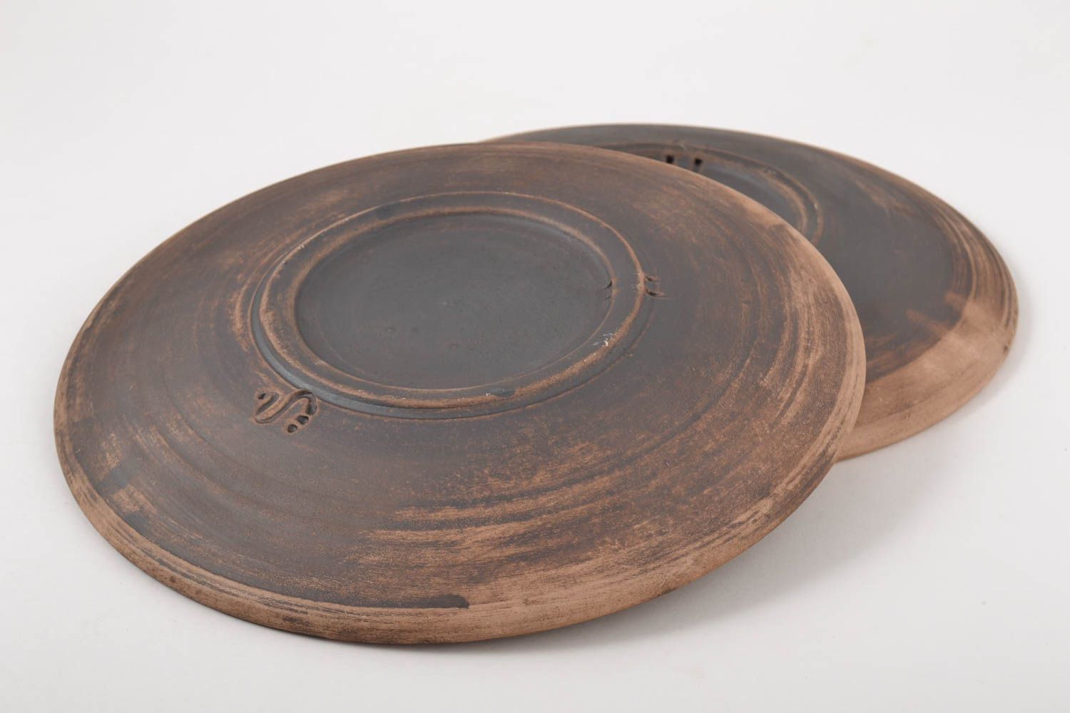 Керамические тарелки ручной работы глиняная посуда две расписные тарелки фото 4