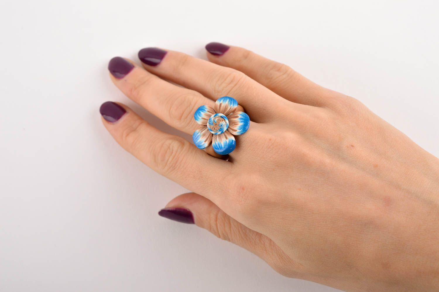 Handmade jewelry polymer clay flower ring fashion rings for women gifts for girl photo 5